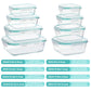 Vtopmart 8 Pack Glass Food Storage Containers with Airtight Lids, Glass Meal Prep Containers, Lunch Office Meal for Microwave, Oven, Freezer and Dishwasher, BPA Free