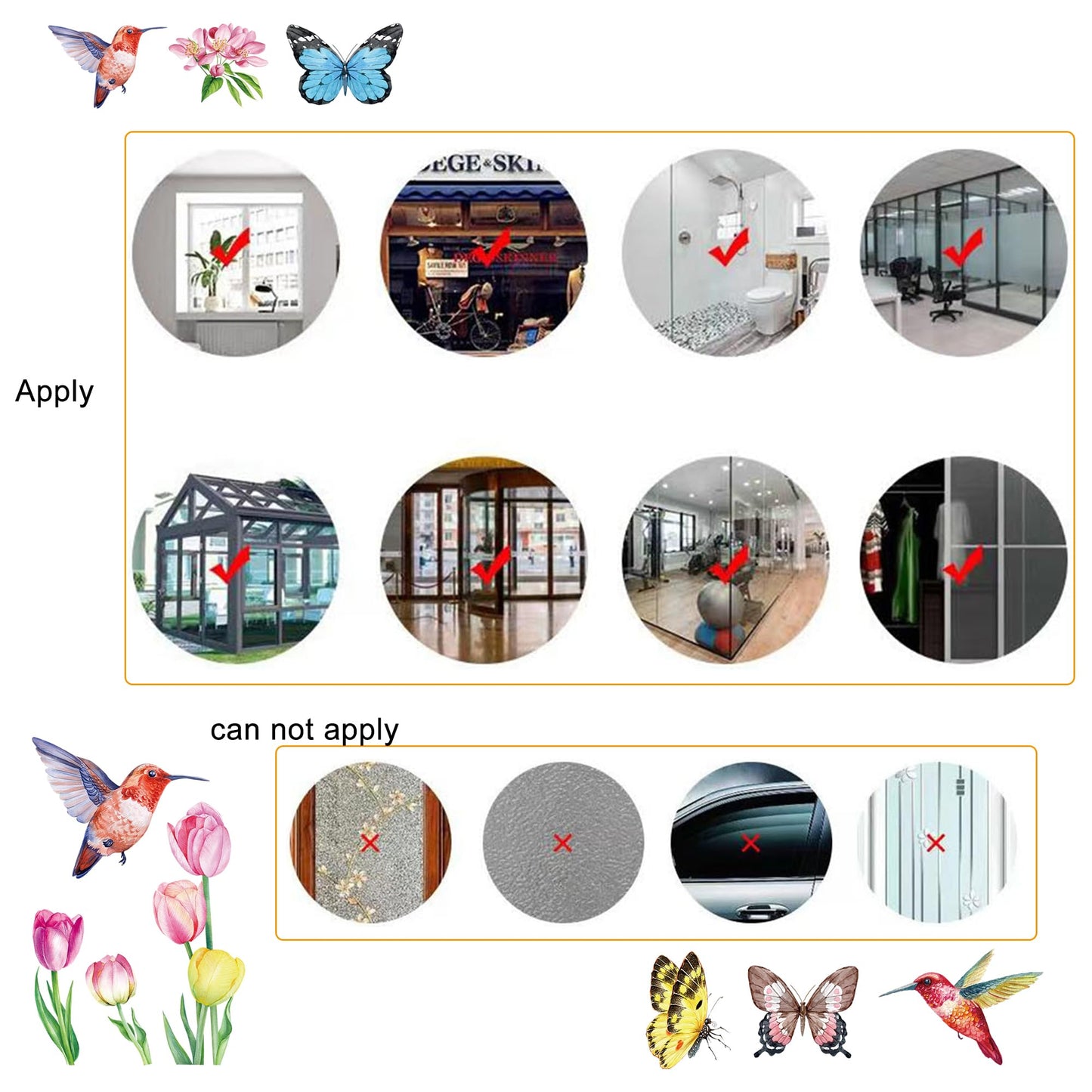 wraphay Spring Window Clings Decorations, 9 Sheets Spring Summer Window Clings for Glass Windows Double-Sided Bird Gel Stickers Decals for Home Party Shop Office School Decor Supplies