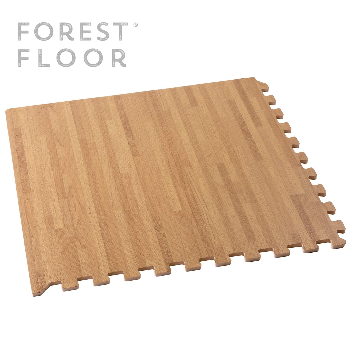 Forest Floor 3/8 Inch Thick Printed Foam Tiles, Premium Wood Grain Interlocking Foam Floor Mats, Anti-Fatigue Flooring – Stylish Flooring Solution, White Oak, 16 Sq Ft