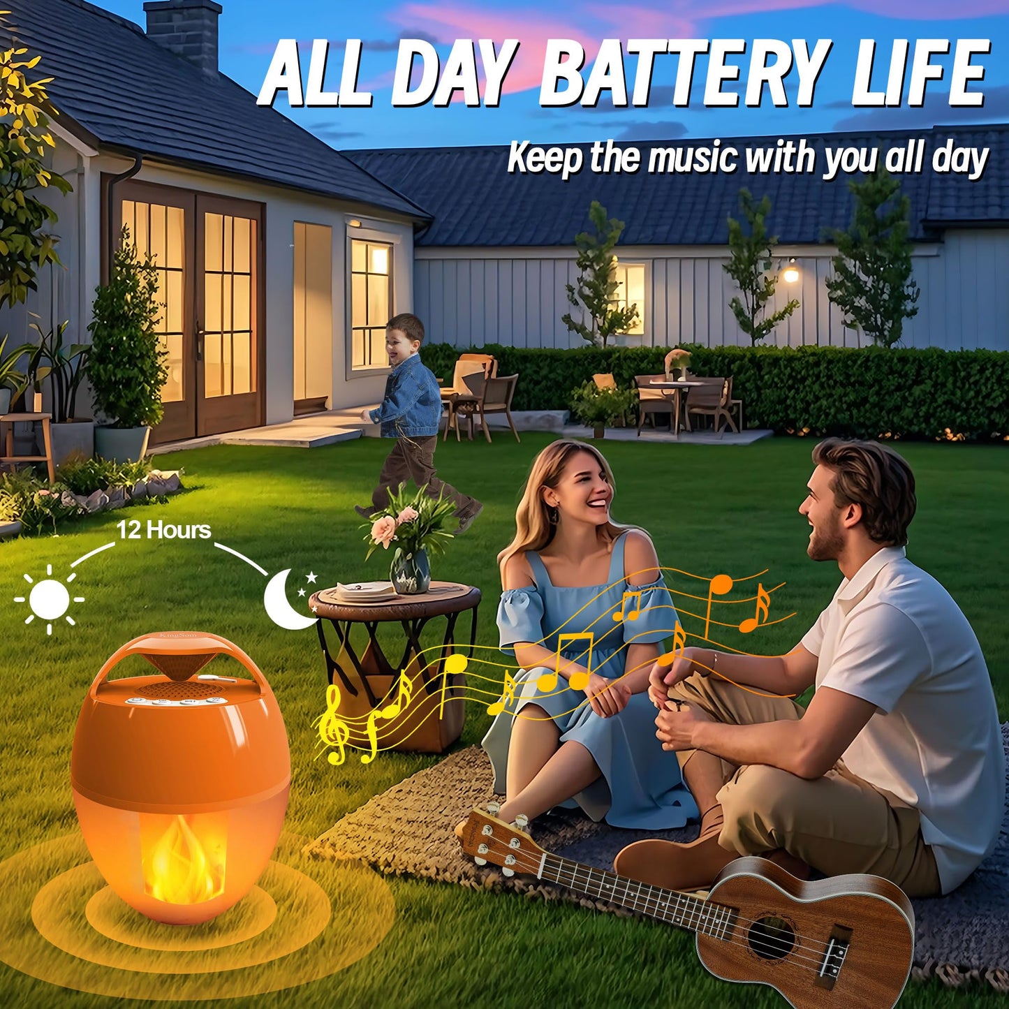 KingSom Bluetooth Pool Speaker, Floating Pool Speakers with LED Flame Light, IP68 Waterproof Hot Tub Speakers,Floating Bluetooth speaker for Pool,Loud Stereo Sound,Hands-Free,24H Playtime pool Speaker