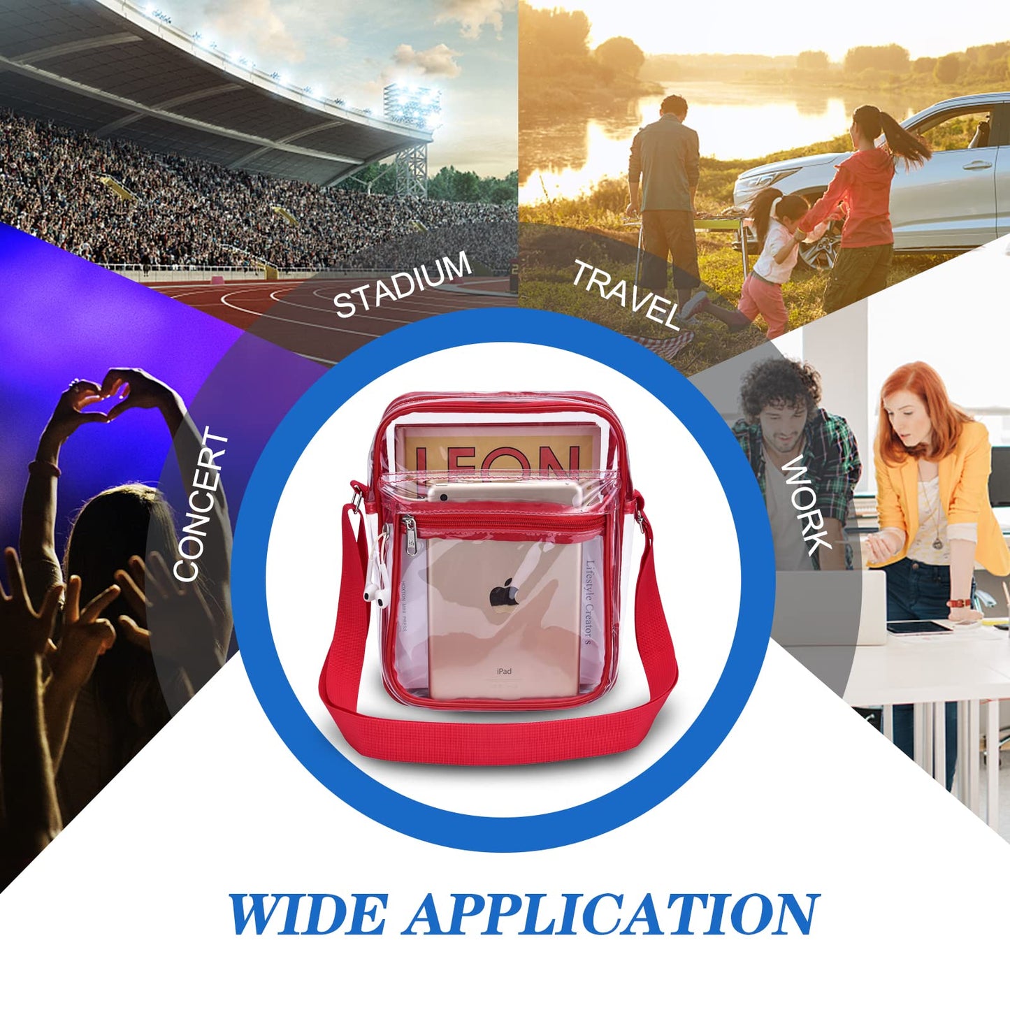 USPECLARE Clear Purse for Stadium Events Clear Messenger Bag for Men and Women