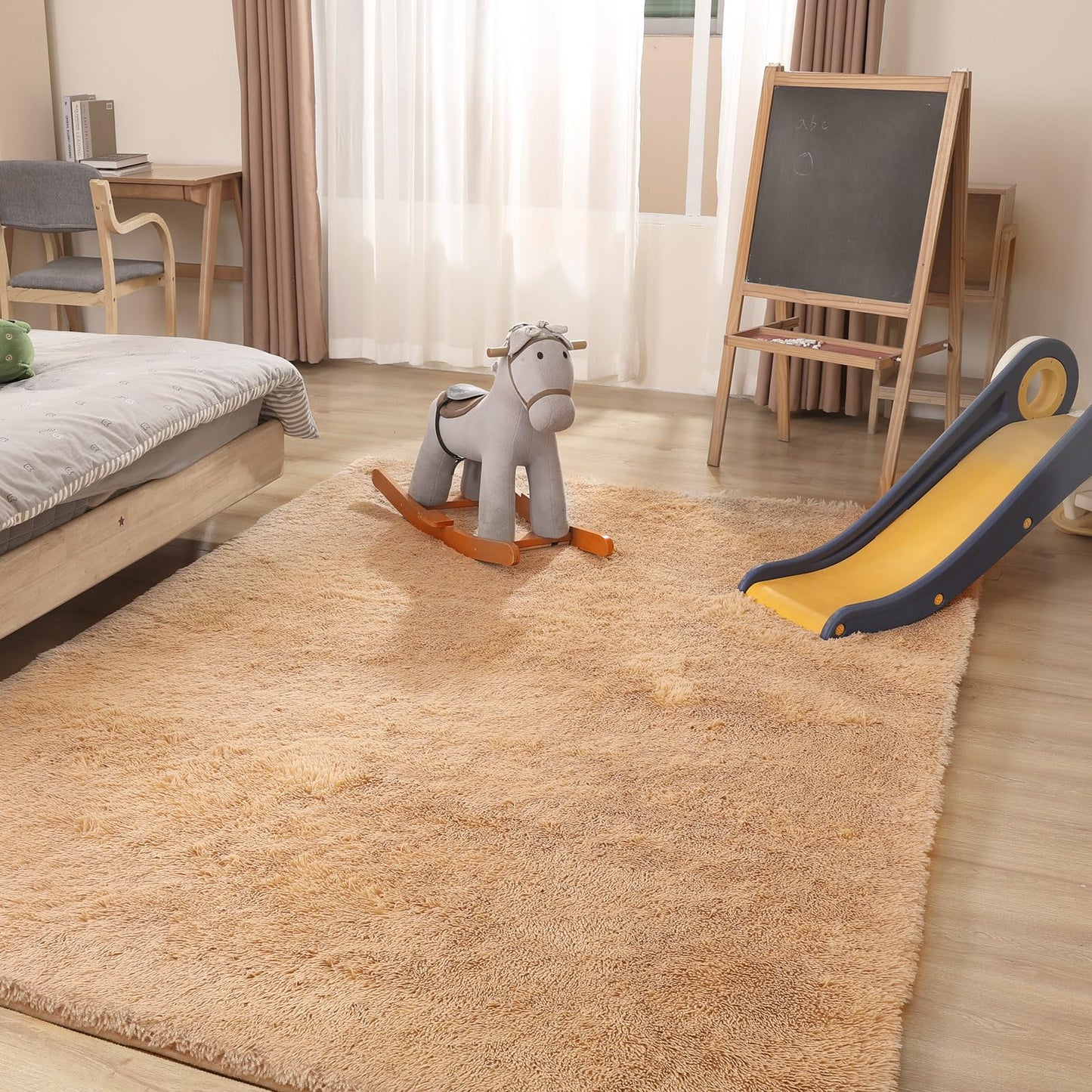 Puremy Luxury Area Rug, 6x9 Rugs for Living Room, Ultra Soft Rugs for Bedroom, Non-Slip Indoor Carpet for Nursery, Kids Room, Playroom, Home Decor, Camel