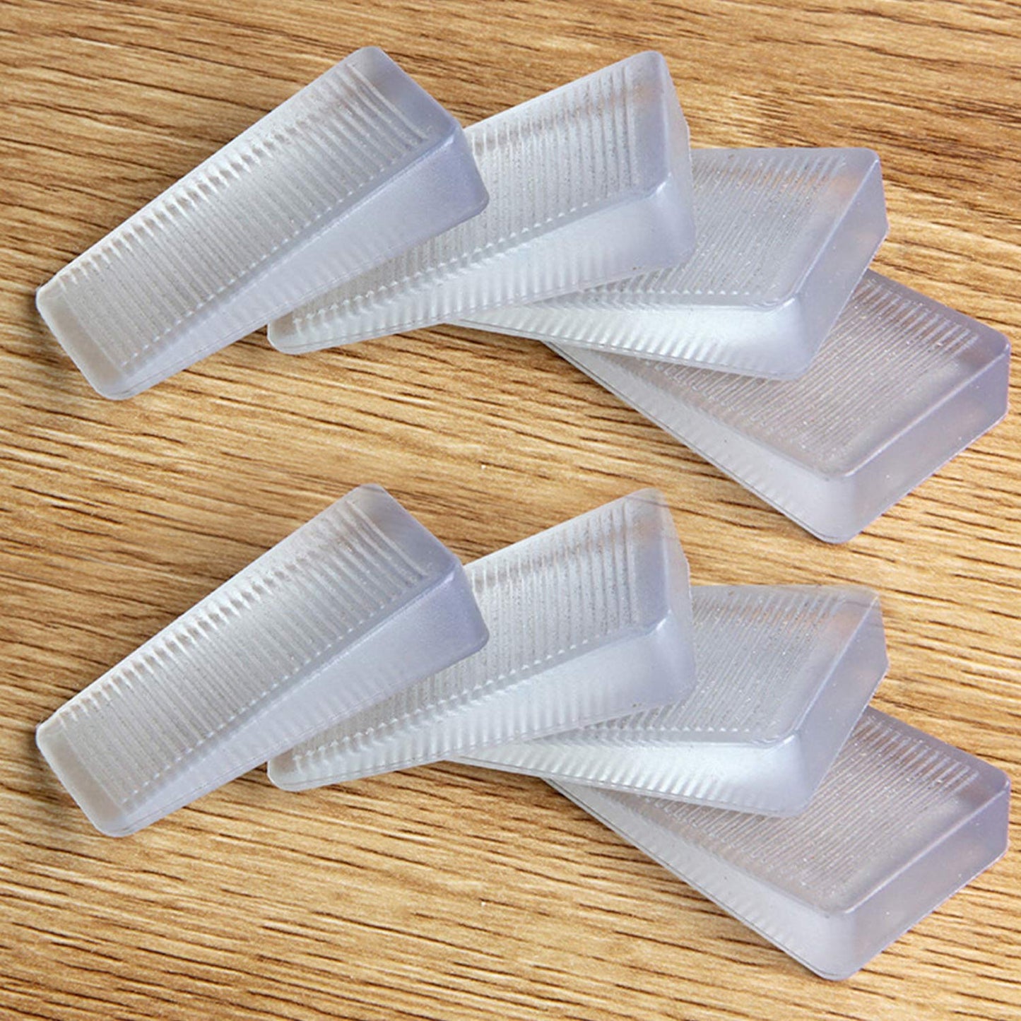 Tahikem 8 Pcs Clear Shims, Shims for Leveling Furniture, Trimmable Hard Wedges Table Shims, Plastic Wedge Toilet Shim, Furniture Leveler Wedges, Rubber Texture, Perfect for Level Uneven Doors, Floors