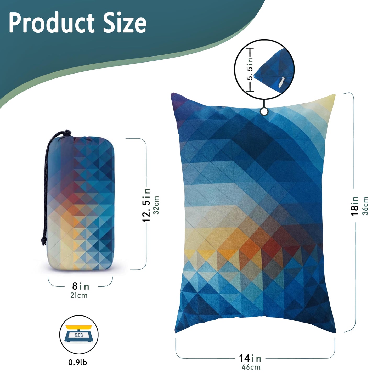 Xmzsdz Camping Pillow Shredded Memory Foam Travel Pillows for Sleeping Compressible Lightweight Camp Pillow Washable Backpacking Pillow for Camping & Hiking Firm Supportive Small Pillow for Travel