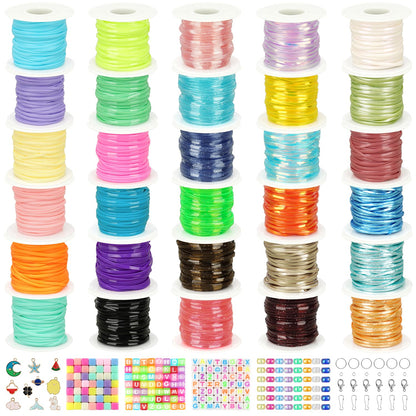 KAMJUNTAR Luminous Lanyard String,15 Rolls Gimp String Plastic Lacing Cord Plastic String Lanyard Kit for Friendship Bracelets Jewelry Making DIY Boondoggle Gimp String Kit