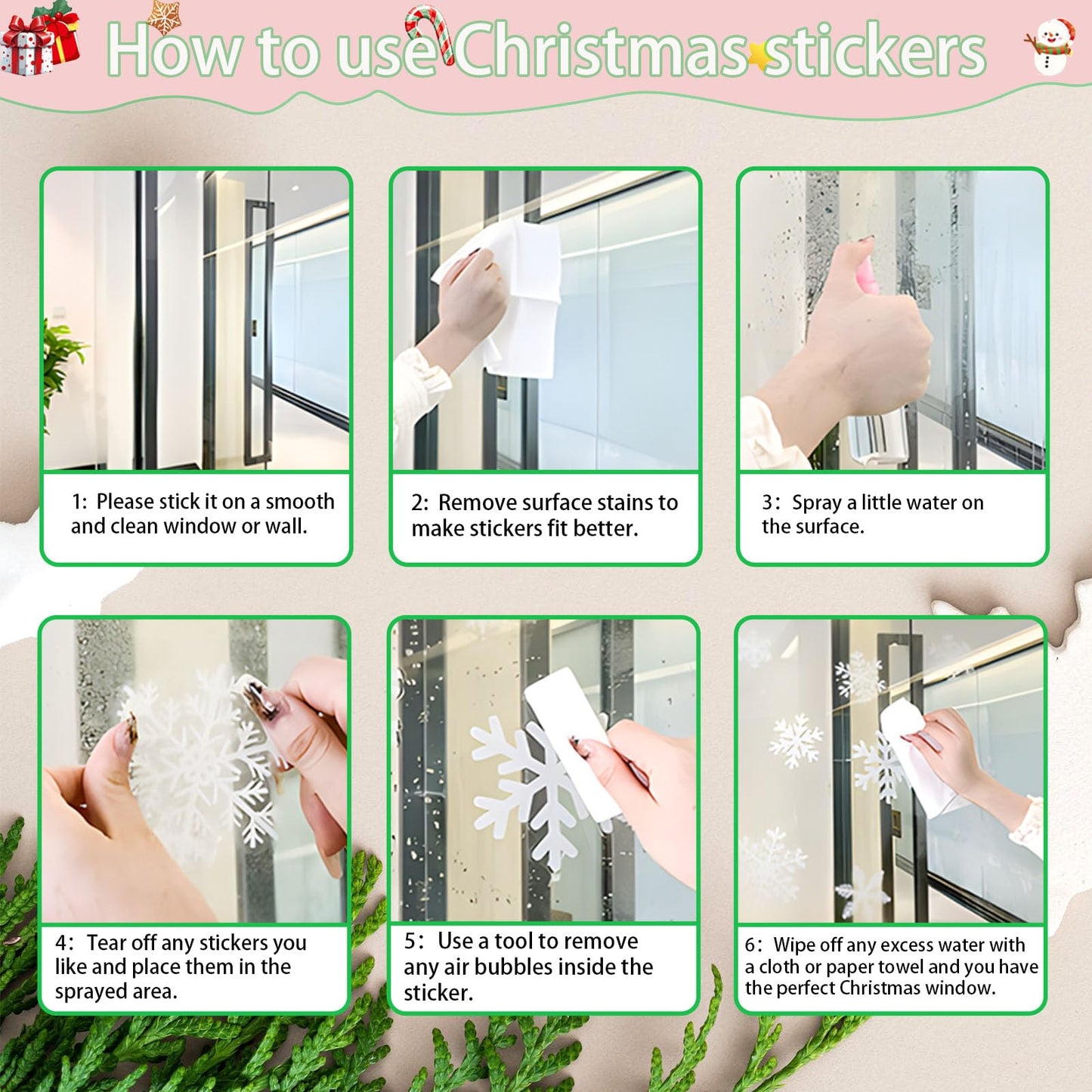 307Pcs Christmas Window Clings Christmas Snowflake Window Stickers Waterproof Double-Sided Static Christmas Decorations Decals for Holiday Window Clings New Year Party Supplies (307Pcs)