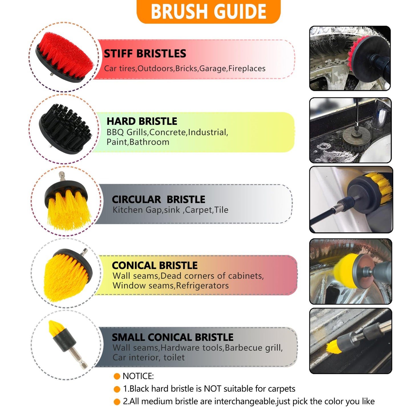 55pcs Drill Brush Attachment Set - Cleaning Scrubber Brush Kit with Cordless Screwdriver, Wear-Resistant Extend Long Attachment, Scouring Pads, Sponge, Polishing Pads for House, Car, BBQ