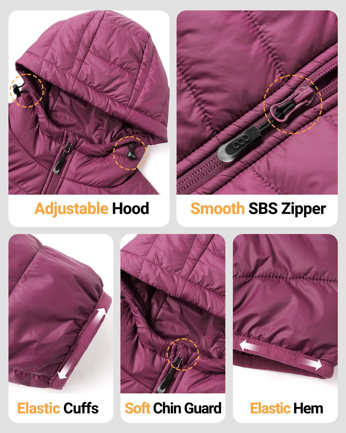 33,000ft Women's Hooded Packable Puffer Jacket Lightweight Warm Puffy Quilted Winter Coat