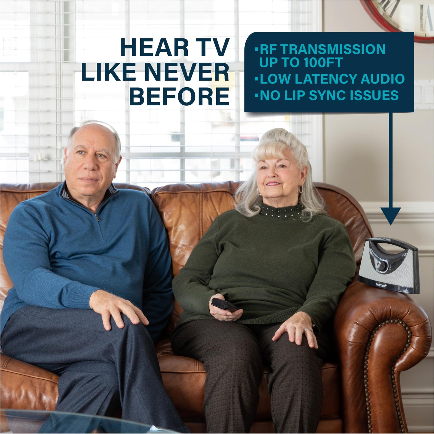 SEREONIC PRO Portable Wireless TV Speakers for Smart TV Without The Blaring Volume, Ideal for Elderly and Hard of Hearing with Extra Earbuds and Power Adapter - 100ft Range (Classic)