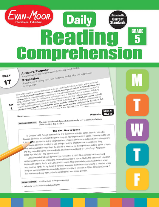 Evan-Moor Daily Reading Comprehension, Grade 5 - Homeschooling & Classroom Resource Workbook, Reproducible Worksheets, Teaching Edition, Fiction and ... Reading Comprehension, Grade 5, EMC 3615)