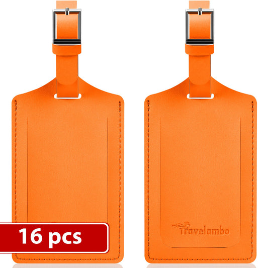 Travelambo Luggage Tags for Suitcases Faux Leather Privacy Protection 2 Pack Bag Tags Travel Accessories Essential, Energetic Yellow