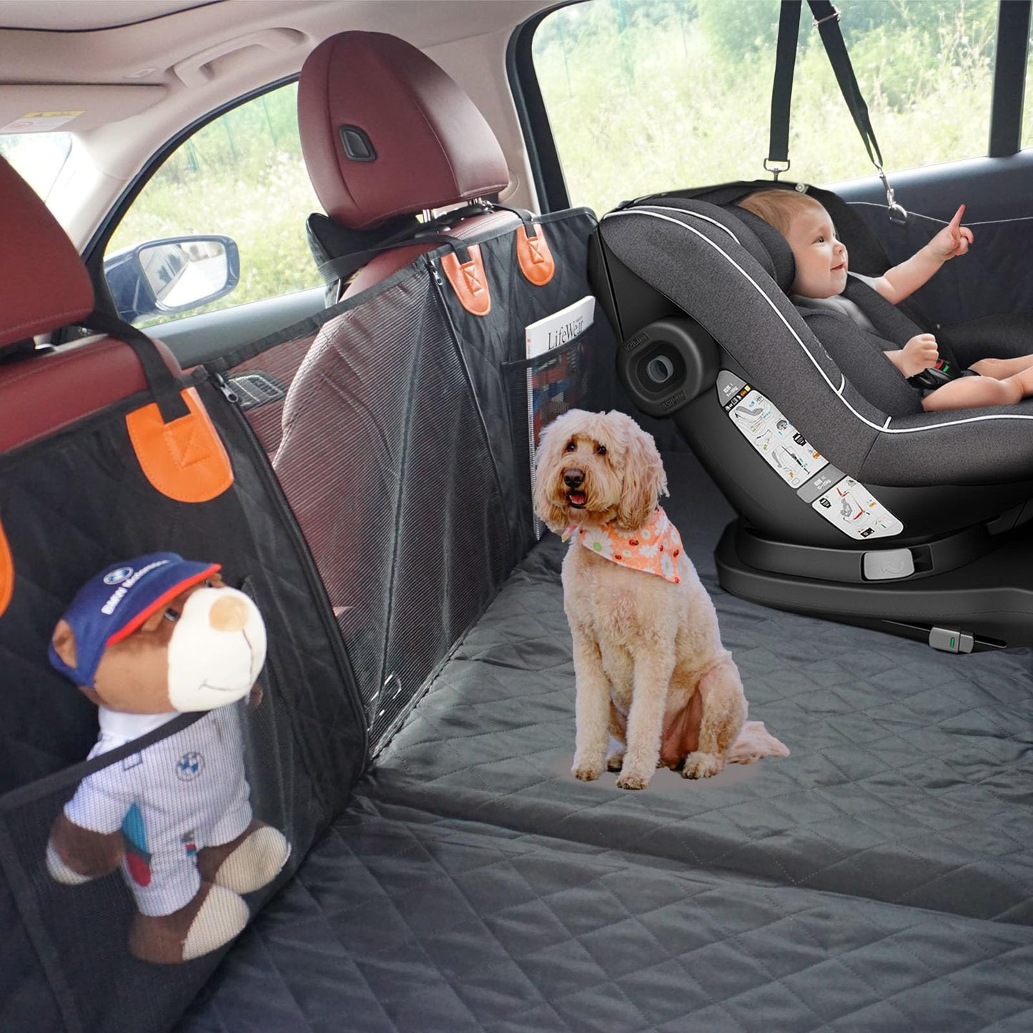 Crossarctic Back Seat Extender for Large Dogs, Dog Car Seat Cover Hard Bottom Holds 400lbs, Sturdy Backseat Extender for Dogs, Waterproof Dog Hammock for Dog, Car, SUV, Truck