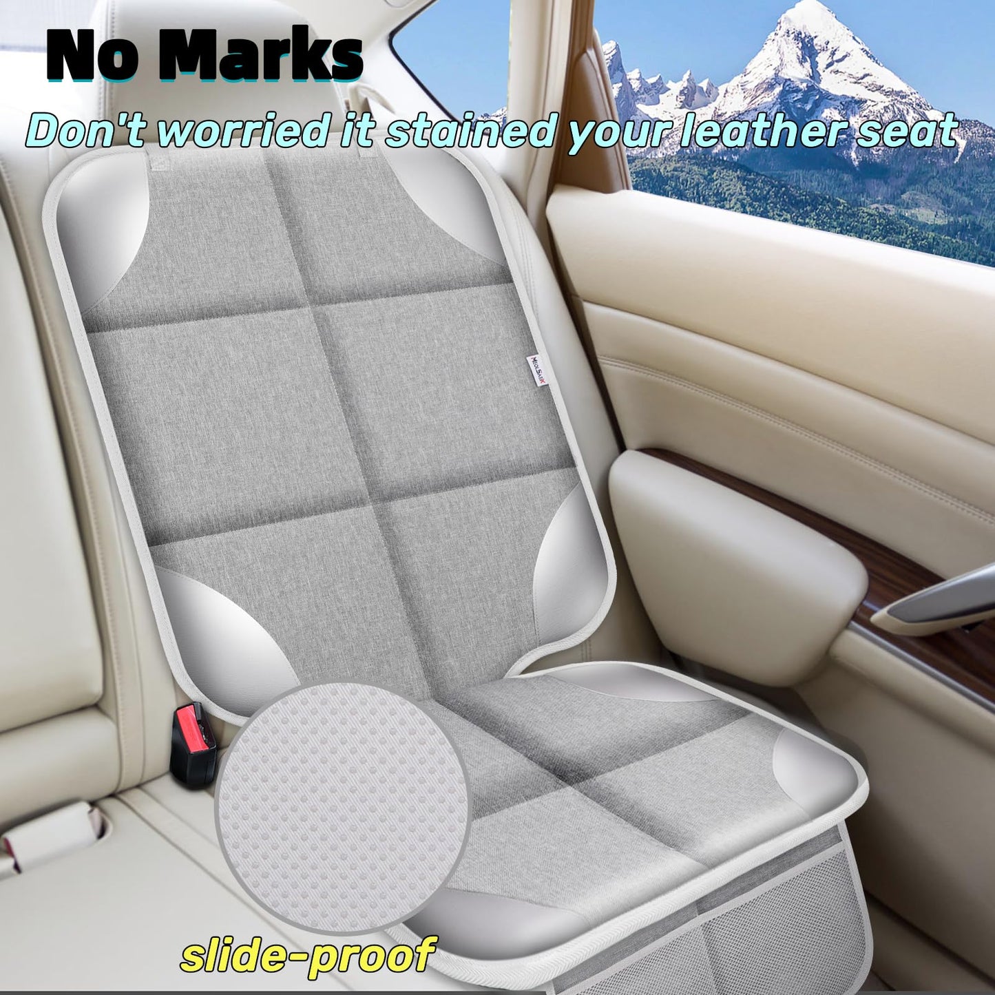 Meolsaek Car Seat Protector, 600d Fabric Waterproof Car Seat Cover with Non-Slip Backing, Under Baby Car Seat from Pressure Marks