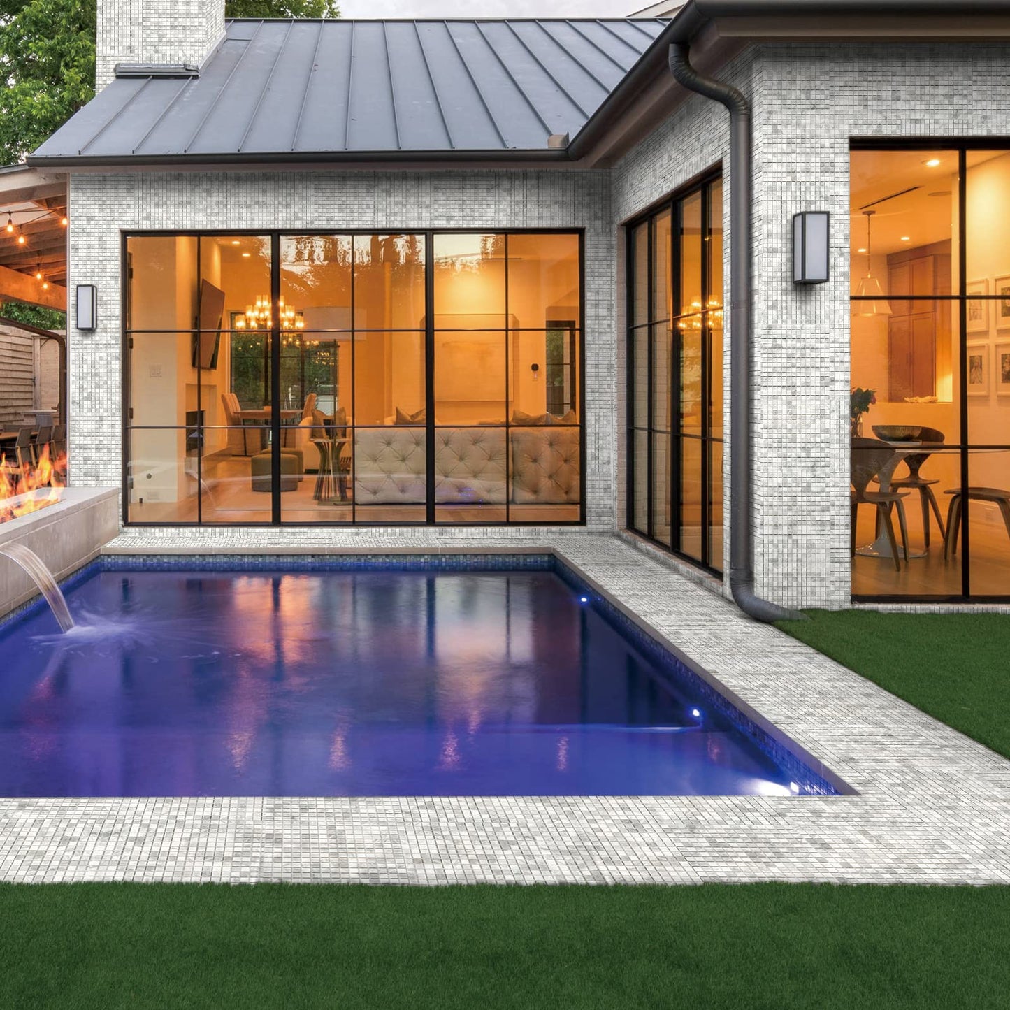 Midcard 6 Sheet Jazz White Gray Marble Square Mosaic backsplash Tile, Polished Shower Room Floor and Wall Tile