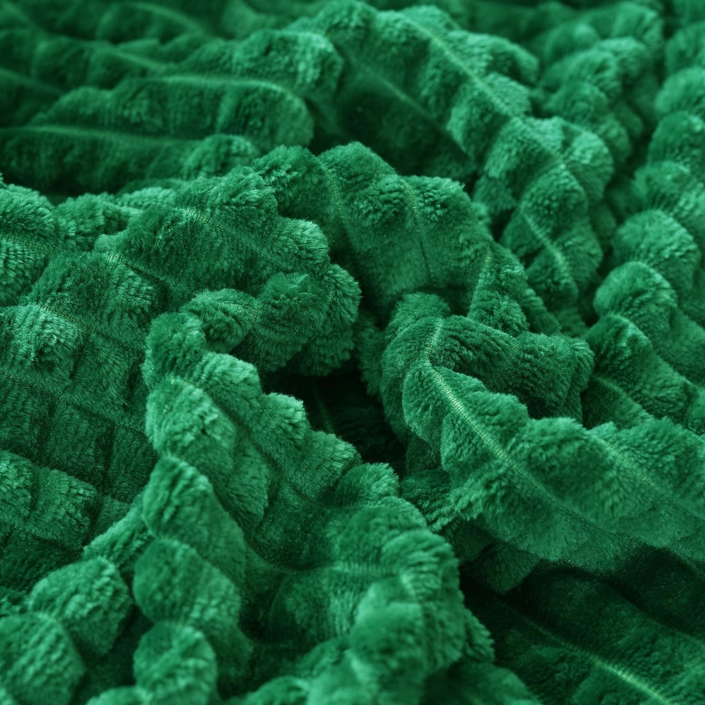 Puncuntex Flannel Fleece Throw Blanket Classic Green 50"×60",Super Soft Plush Cozy Blanket with Square Grid Design Luxury for Couch Sofa Chair