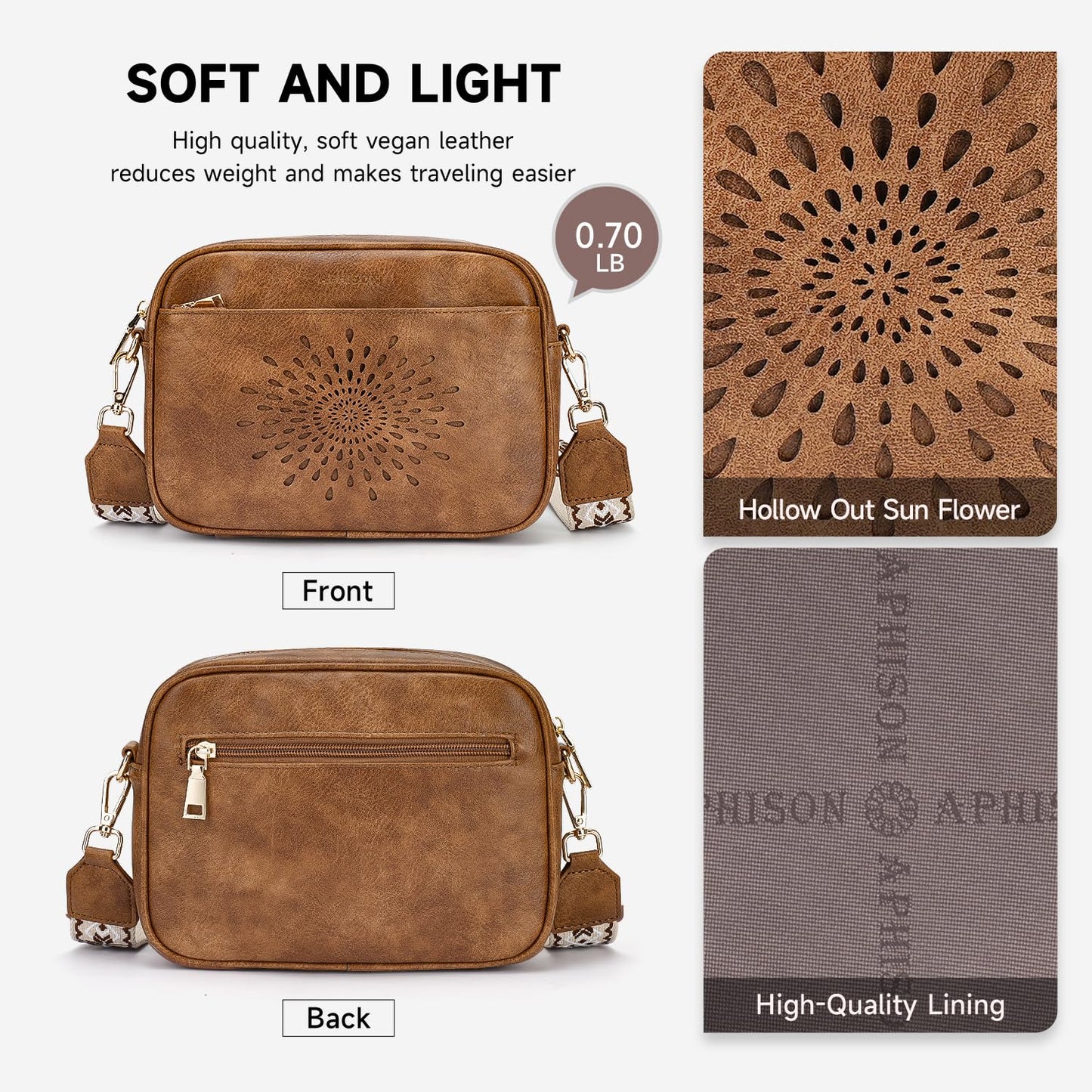 APHISON Crossbody Bags for Women Trendy,Vegan Leather Small Crossbody Purses Shoulder Handbags with Adjustable Strap Brown