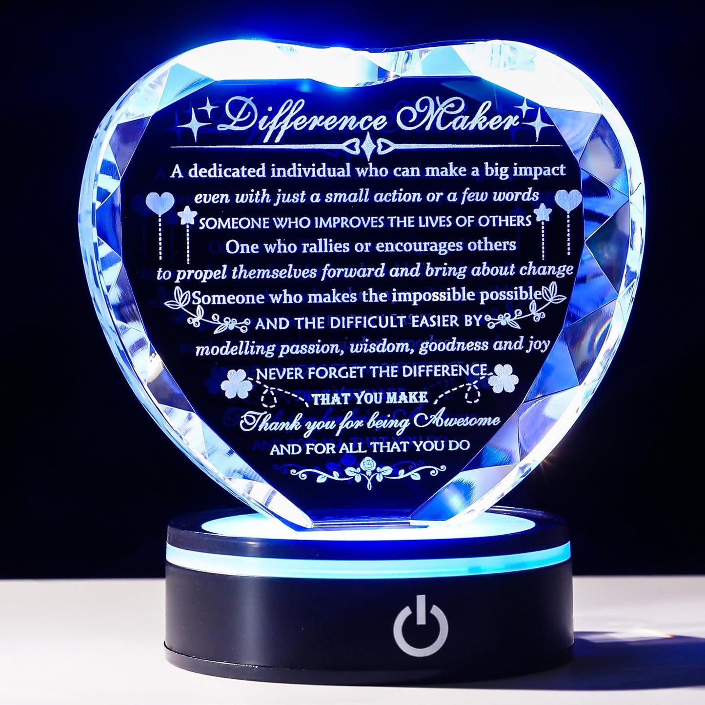 YWHL Gifts for Wife with Colorful LED Base I Love You Gifts for Her from Husband Best Wife Anniversary Birthday Gift Ideas Romantic to My Wife Crystal Keepsakes Presents
