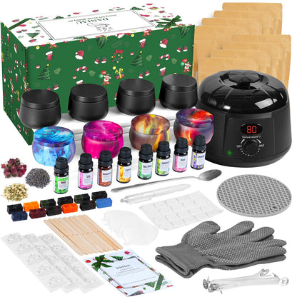 Candle Making Kit for Adults, Candle Making Supplies DIY Starter with Digital Soy Wax Melt Warmer, Premium Candles Making Supply Set Perfect as Home Decorations, DIY Arts Crafts Gift