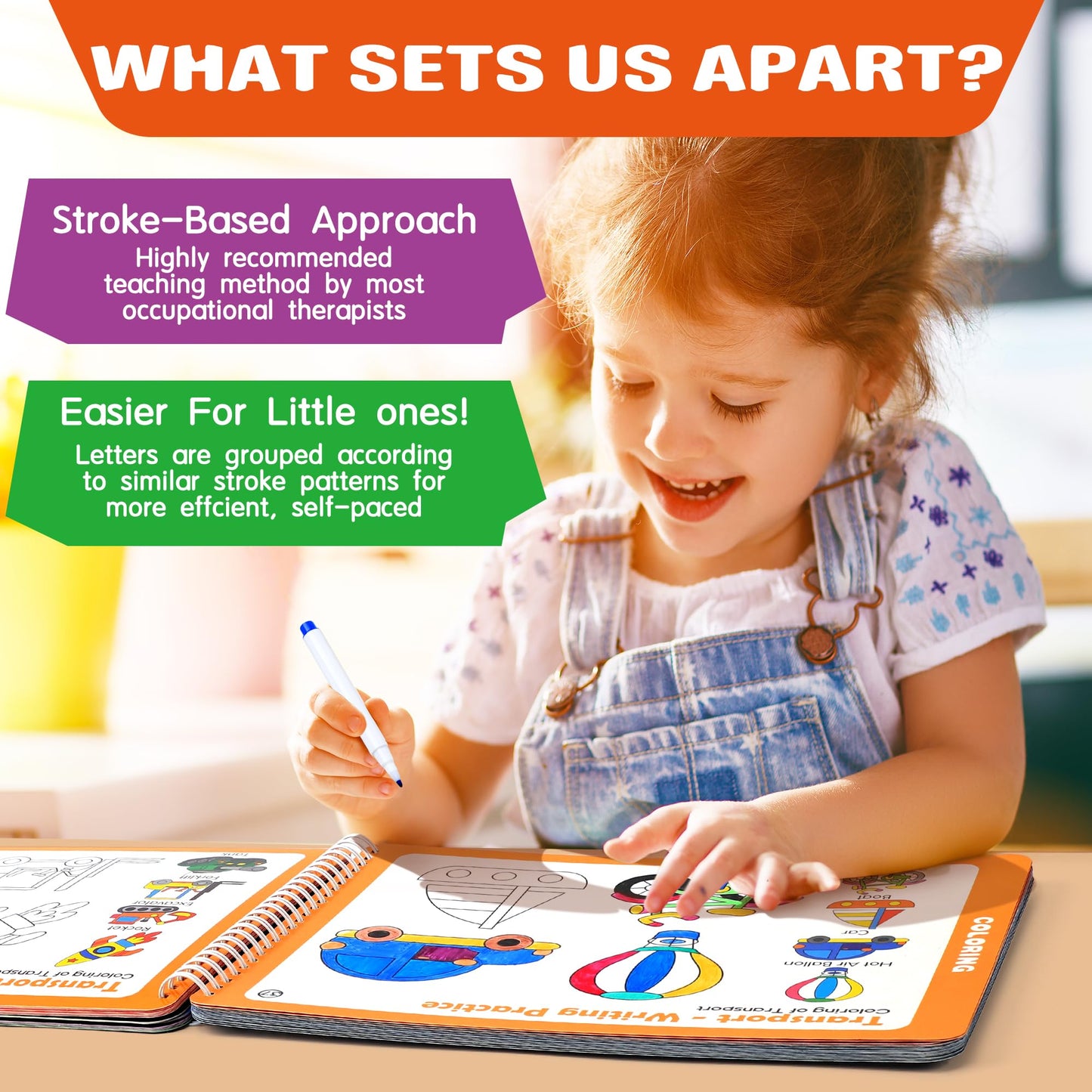 iHarPro Preschool Learning Activities - 52 Pages Handwriting Practice Tracing Books for Kids, Montessori Toys Kindergarten Educational Workbooks Age 3-6, with 12 Dry Erase Markers