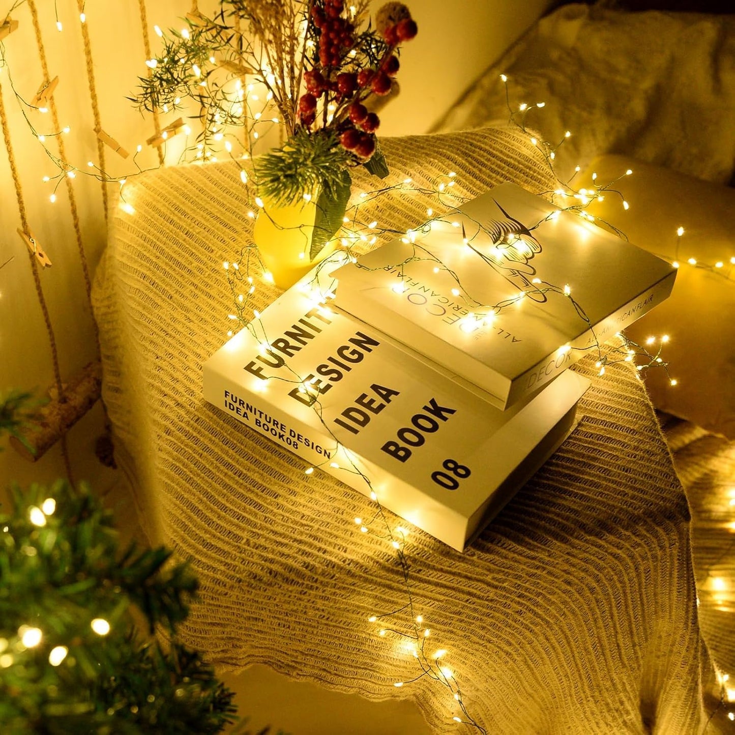 Dailyart Fairy Lights Plug in, 1000 Led Fairy Lights with Remote 75Ft Warm Light with Timer Long Twinkle Light Waterproof String Light for Bedroom Outdoor Indoor Decorative,Green Wire