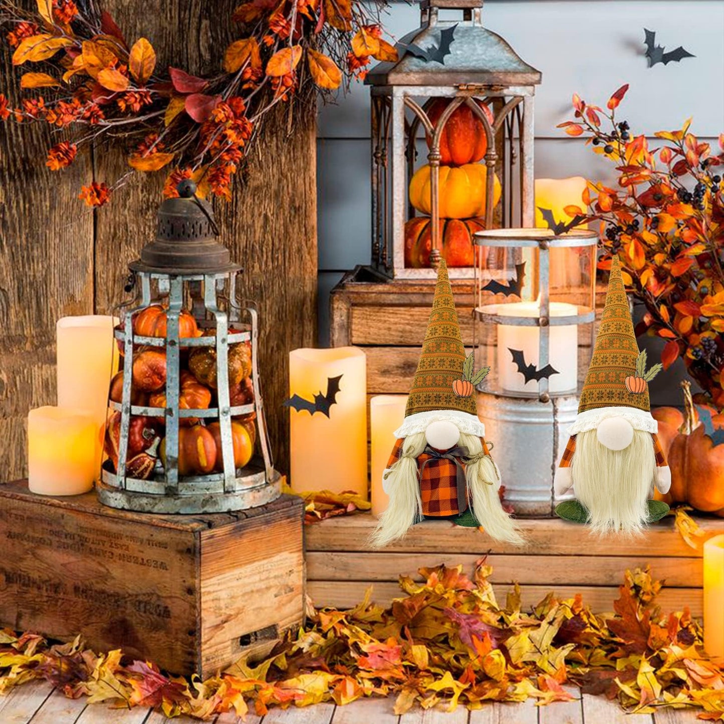 Lovinland Fall Decor - Fall Decorations for Home - Cute Thanksgving Gnomes Plush Doll for Office, Table, Room, Mantel, Shelf, Porch, Desk, Halloween Table Centerpieces - Thanksgiving Gifts for Women