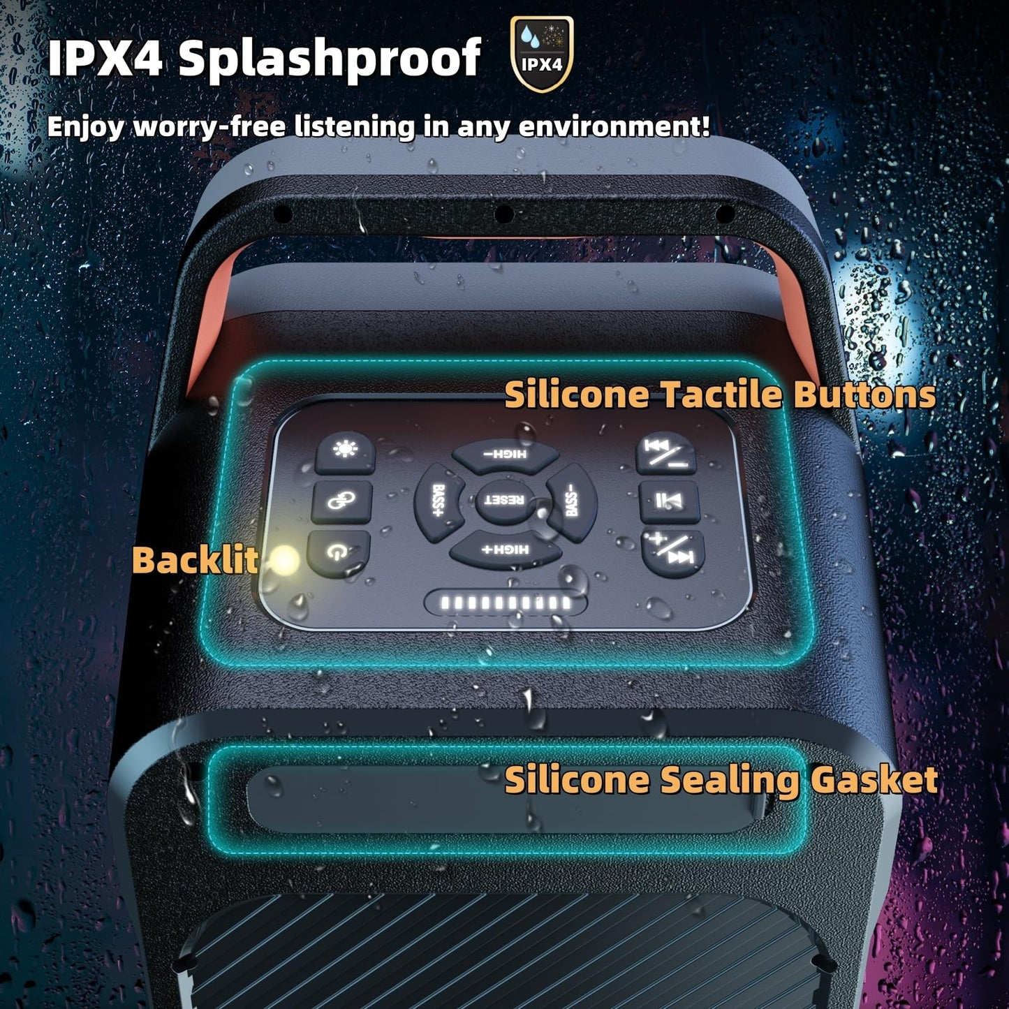 Foxdawn Portable Bluetooth Speaker: 240W Peak Powerful Loud Sound Deep Bass Wireless Boombox Large Subwoofer 15 Hours Battery Life Fast Charging with Led Light Show for Party Outdoor Camping Backyard