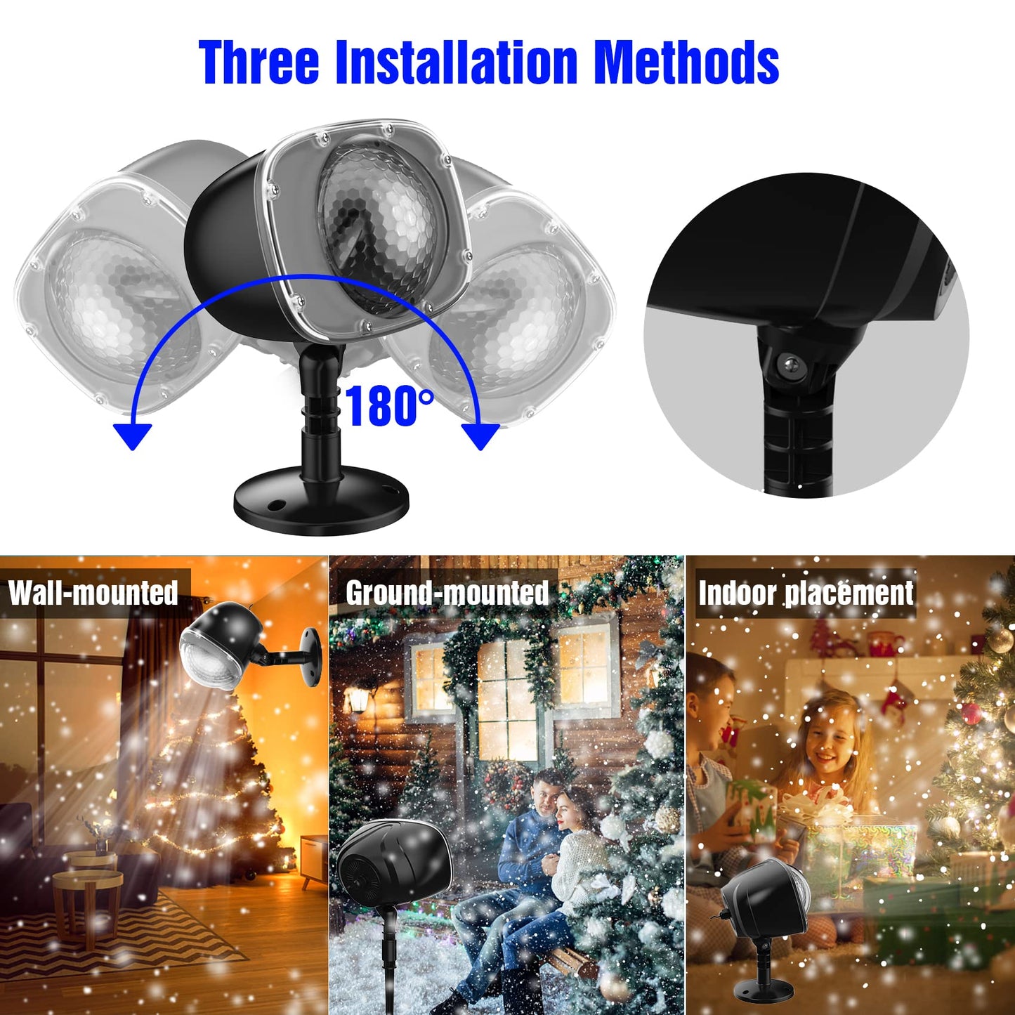 Christmas Snowfall Light Projector, Holiday Projector Lights with Remote Control,Rotating Snow Falling Lights,Outdoor Waterproof Landscape Decorative Lighting for Halloween Wedding Garden（Snow Spots）