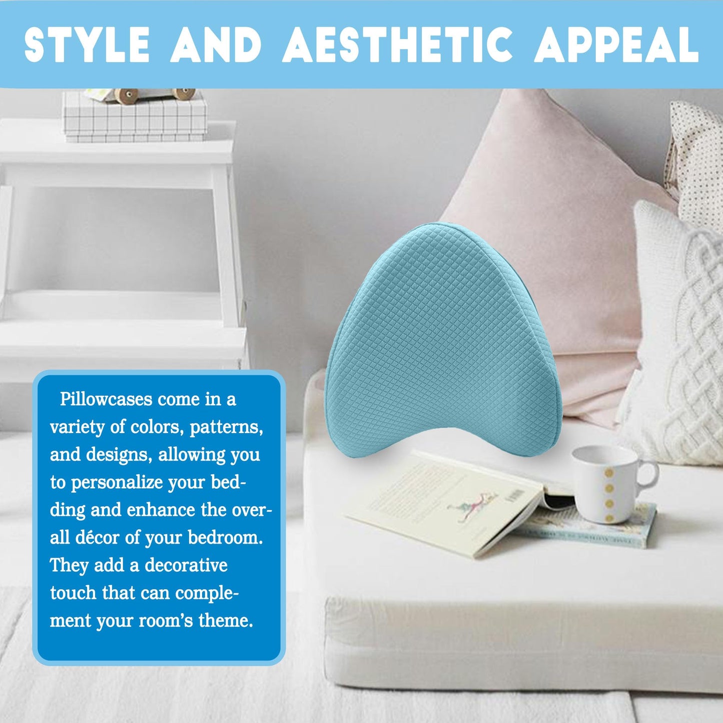 xcivi Pillowcase for Contour Memory Foam Side Sleeper Support Pillow, Pillowcase for Knee Pillow, Pillow Cases for Side Sleeper Pillow, Pillow Cover (Blue)