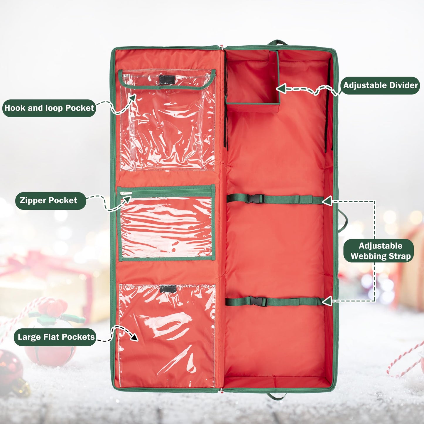 EXLIFBAG Wrapping Paper Organizer Storage for Christmas Gifts Wrapping Pape, Fits Ribbon, Ornaments, Holiday Accessories, 40"