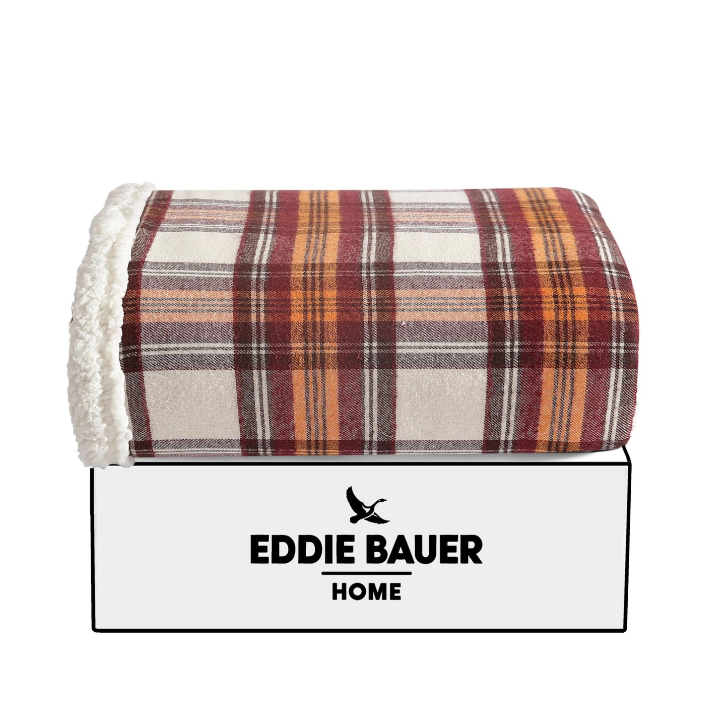 Eddie Bauer - Throw Blanket, Reversible Sherpa Fleece Bedding, Home Decor for All Seasons (Edgewood Red, Throw)