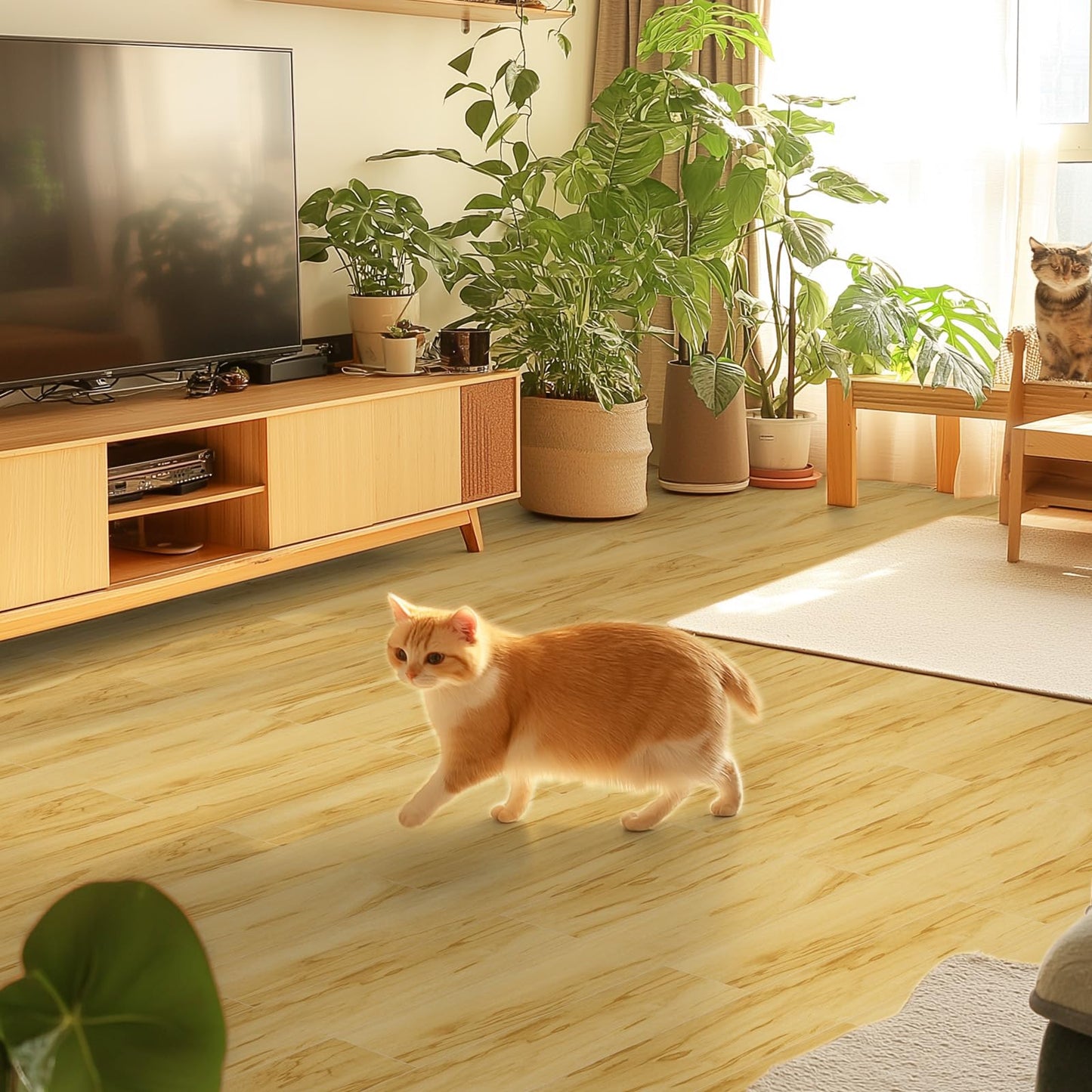 MULGREAT Peel and Stick Floor Tile, 54 Sq.Ft 36 Pieces 36"x6" Long Vinyl Flooring, 1.5mm Thick Waterproof Heavy Duty Wood Floorings for Bedroom Laundry Kitchen, Hickory