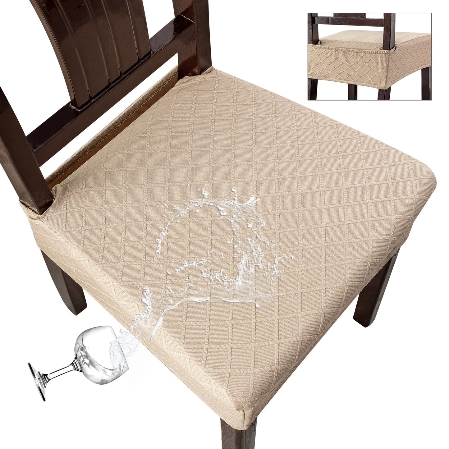 Genina Waterproof Seat Covers for Chairs Seat Covers for Dining Room Chair Slipcovers Kitchen Chair Covers Dining Chair Covers