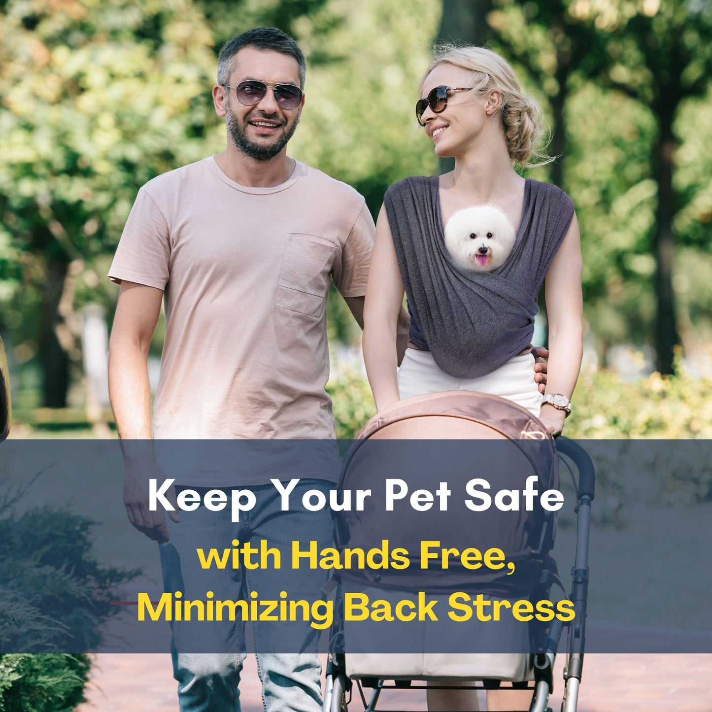 AnccoPlus Dog Carrier for Small Dogs, Front Facing Dog Carrier Sling, Hands Free Cat Sling, Size Adjustable, Reducing Back Pain, Soft Cotton, Premium Dog Sling Carrier (Regular, Charcoal Black)