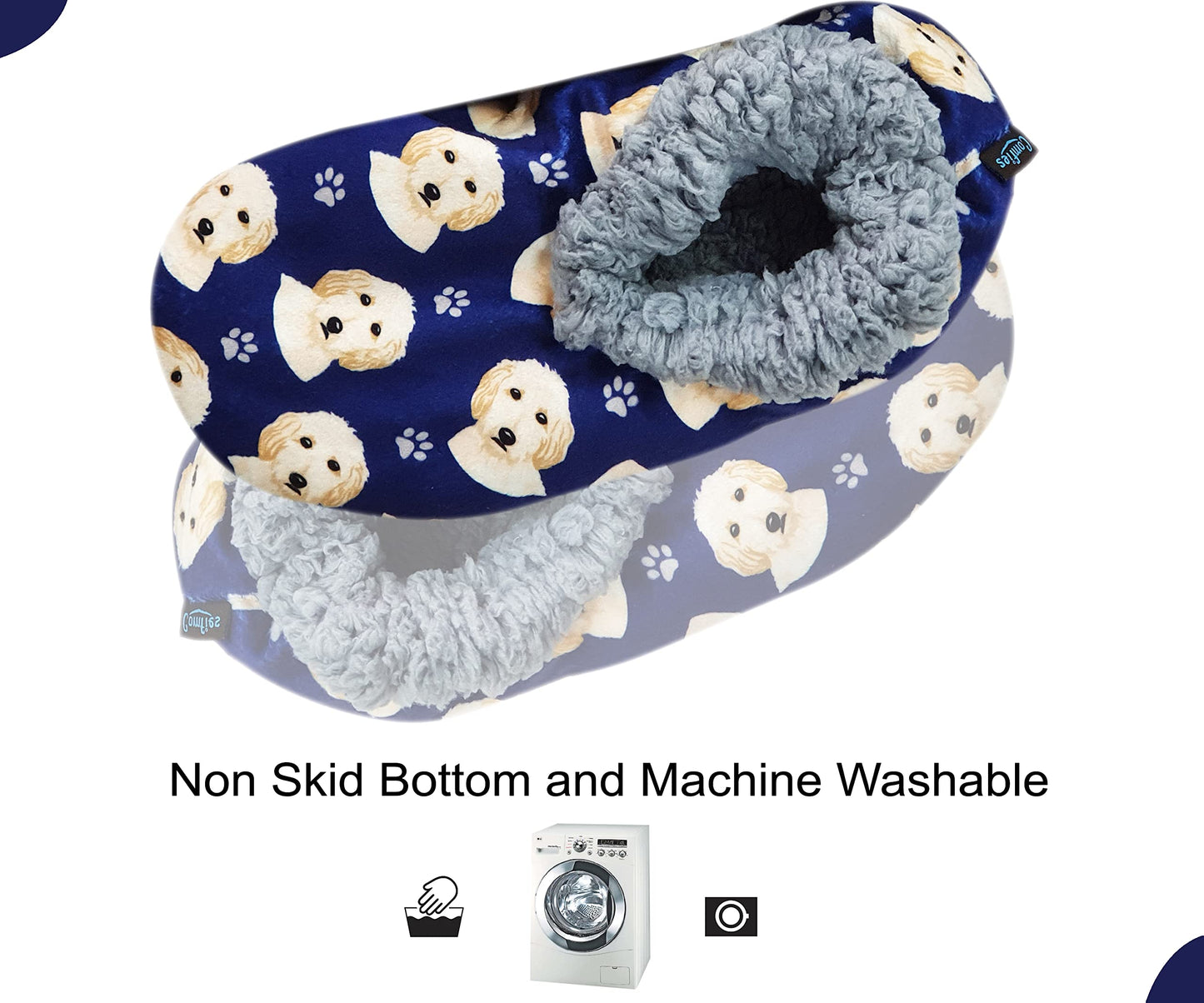 Goldendoodle Super Soft Slippers - E&S Pets - Goldendoodle Gifts - Cozy House Slippers - Non Skid Bottom - One Size Fits Most - Sherpa slipper - Pet Lover Gifts For Men And Women