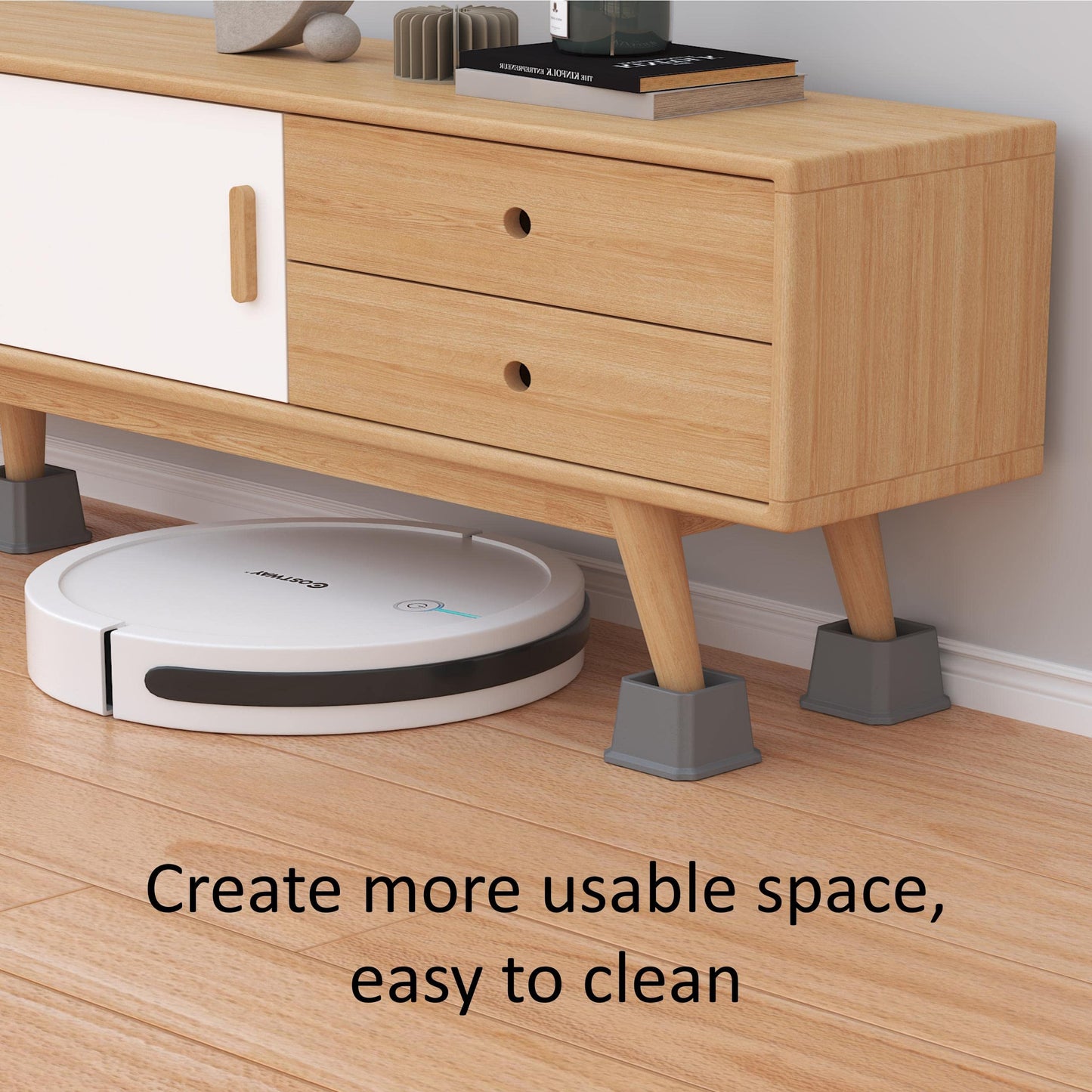 Whynonap Bed Risers 2 Inch Heavy Duty Bed Elevators, Set of 6 Lifts Up 2000 lbs Furniture Riser for Sofa and Table, Gray