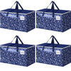 HomeHacks Moving Bags, Extra Large Size Moving Boxes, Heavy Duty Luggage Bags with Smooth Zipper and Sturdy Handles, Large Capacity & Easy Loading Storage Totes for Space Saver 88L, 4-Pack, Blue
