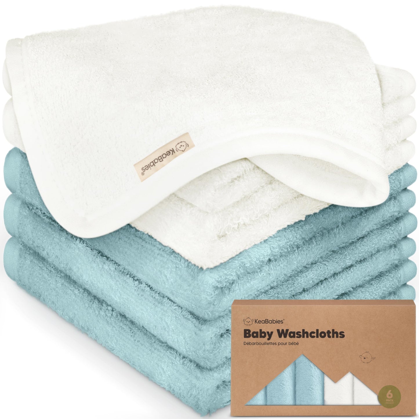 6-Pack Baby Washcloths - Soft Viscose from Bamboo Washcloth, Baby Wash Cloths for Newborn, Kids, Bath Baby Towels, Face Towel, Face Cloths for Washing Face(Pistachio)