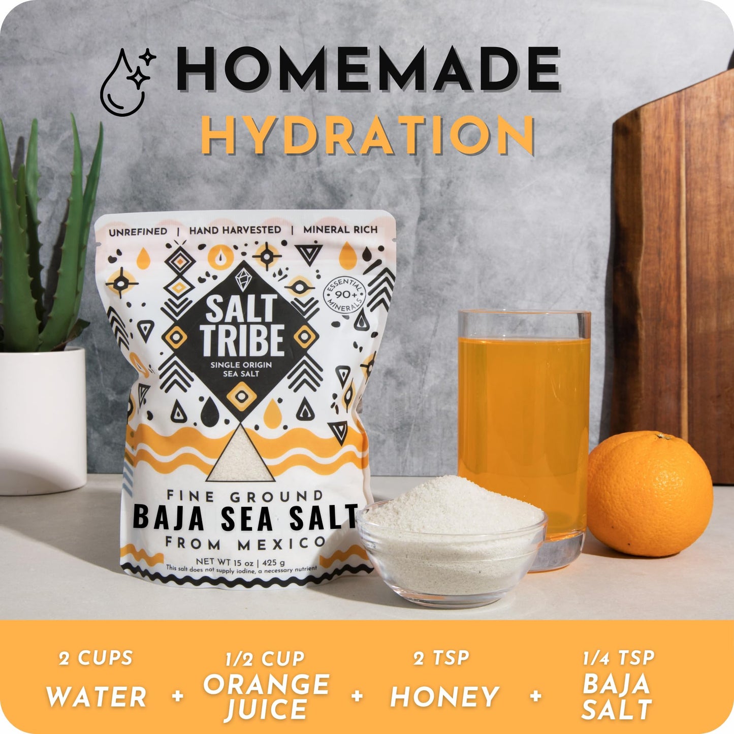 Salt Tribe™ | Baja Sea Salt | Mineral Rich | 90+ Trace Minerals | Fine Ground | Hydration Support | Sal Organica | Low Sodium | Organic & Unrefined | Single Origin Mexico (8 Ounce)