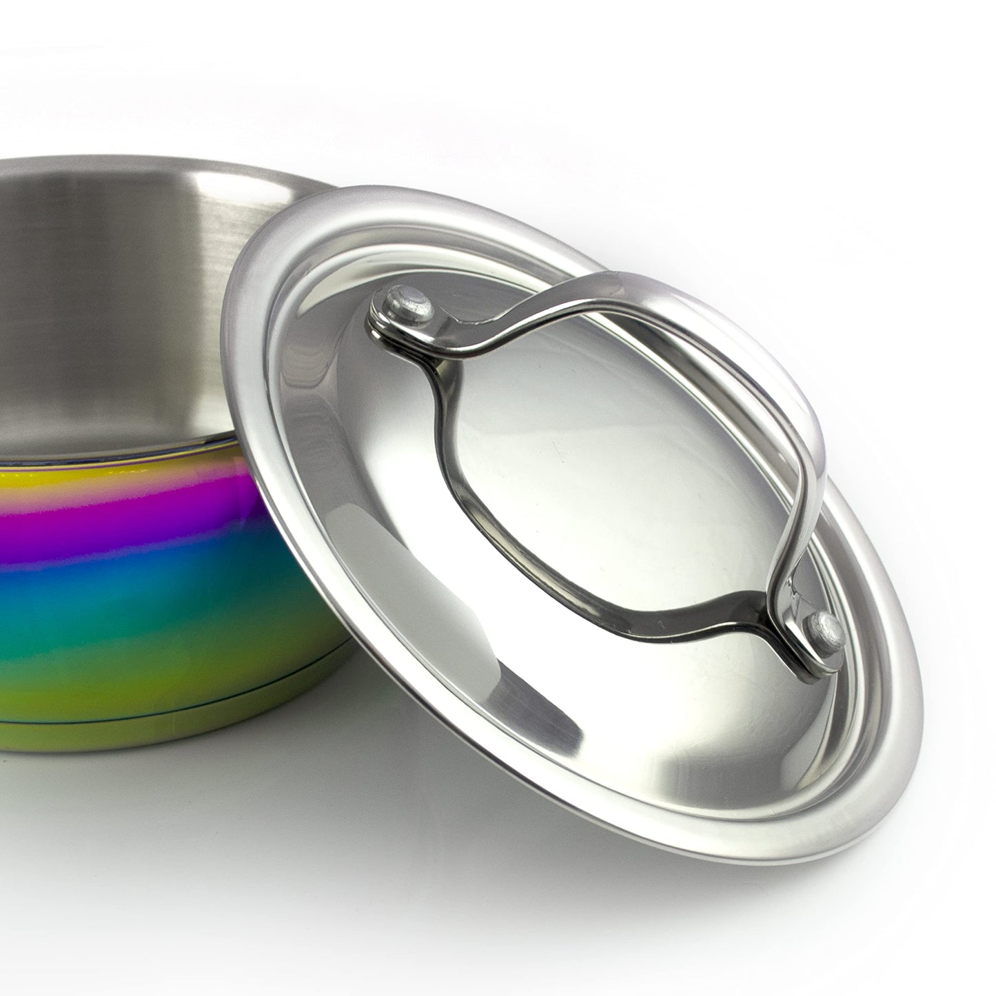The Magical Kitchen Collection - Iridescent Rainbow Cookware Set - Premium Heavy Duty Stainless Steel and Titanium Pots & Pans Set - Rust Proof, Induction Stove & Oven-Safe (10 Piece)