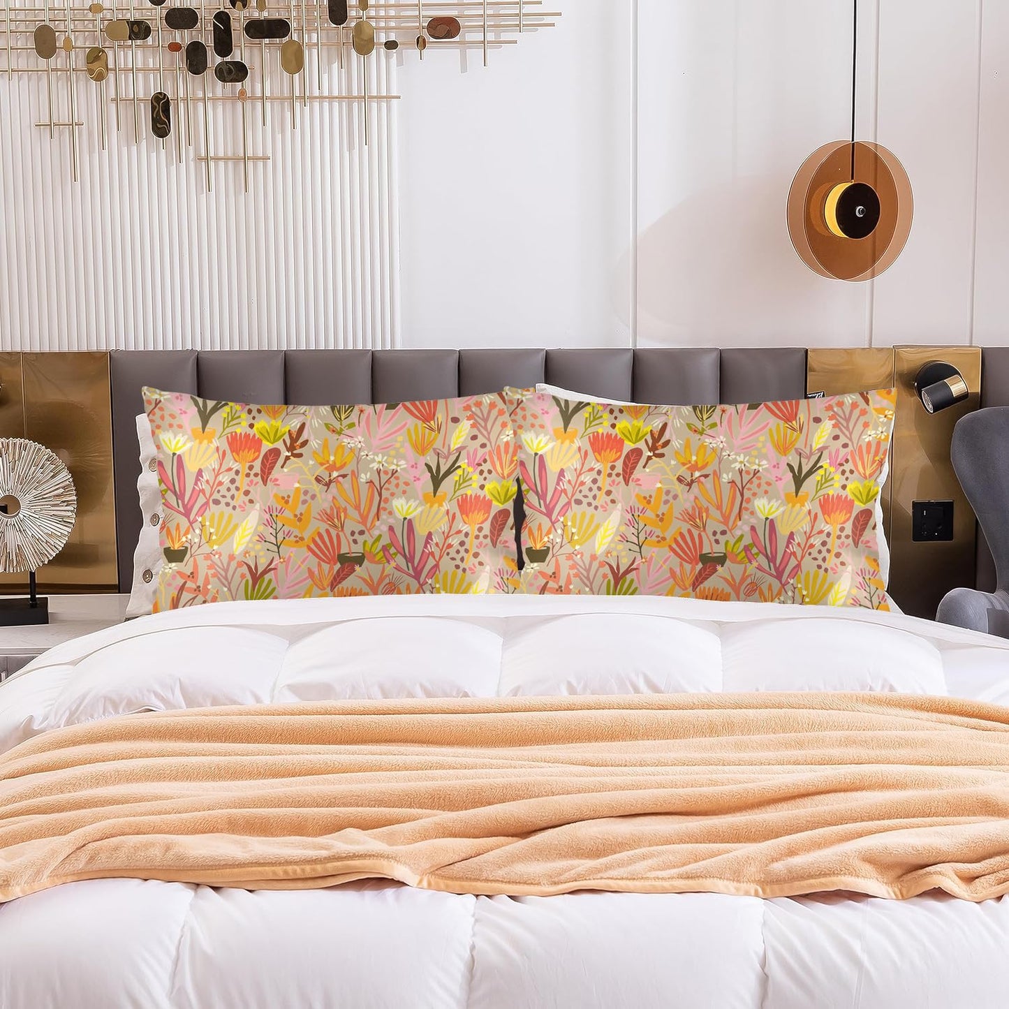 Easternproject Farmhouse Floral Design Pillowcases 20x26 Inch Colorful Flowers Print Pillow Case Soft Bed Throw Pillow Covers for Bedroom Sofa Couch Long Standard