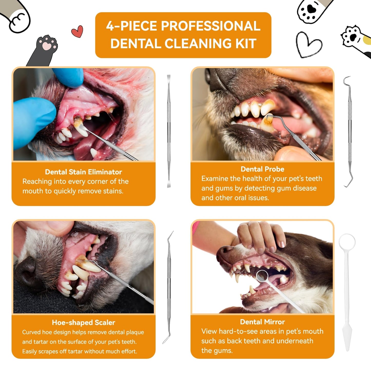 Opdent Dog Plaque and Tartar Remover - Dog Tooth Brushing Kit with LED Light, Electric Toothbrush for Dogs,5 Adjustable Mode& 3 Cleaning Head, Plaque Remover for Teeth Stains for Dogs and Cats