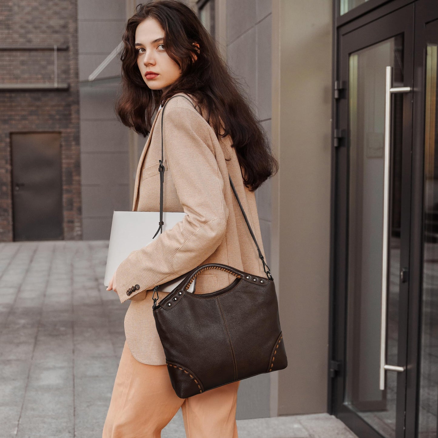 HESHE Leather Purses and Handbags for Women Retro Crossbody Bags Satchel Hobo Purse Ladies Shoulder Bags Cross Body Bag Designer Tote (Black)