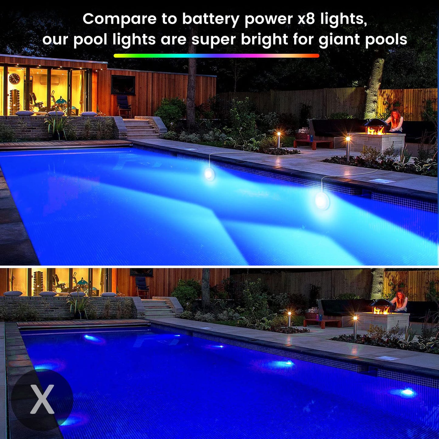 LyLmLe LED Pool Lights 50W Double Lights for Giant Pools, 12V APP Control Underwater Light with Magnet & Timer, 2000lm, IP68 Waterproof Submersible Light for Aboveground and Inground Pools