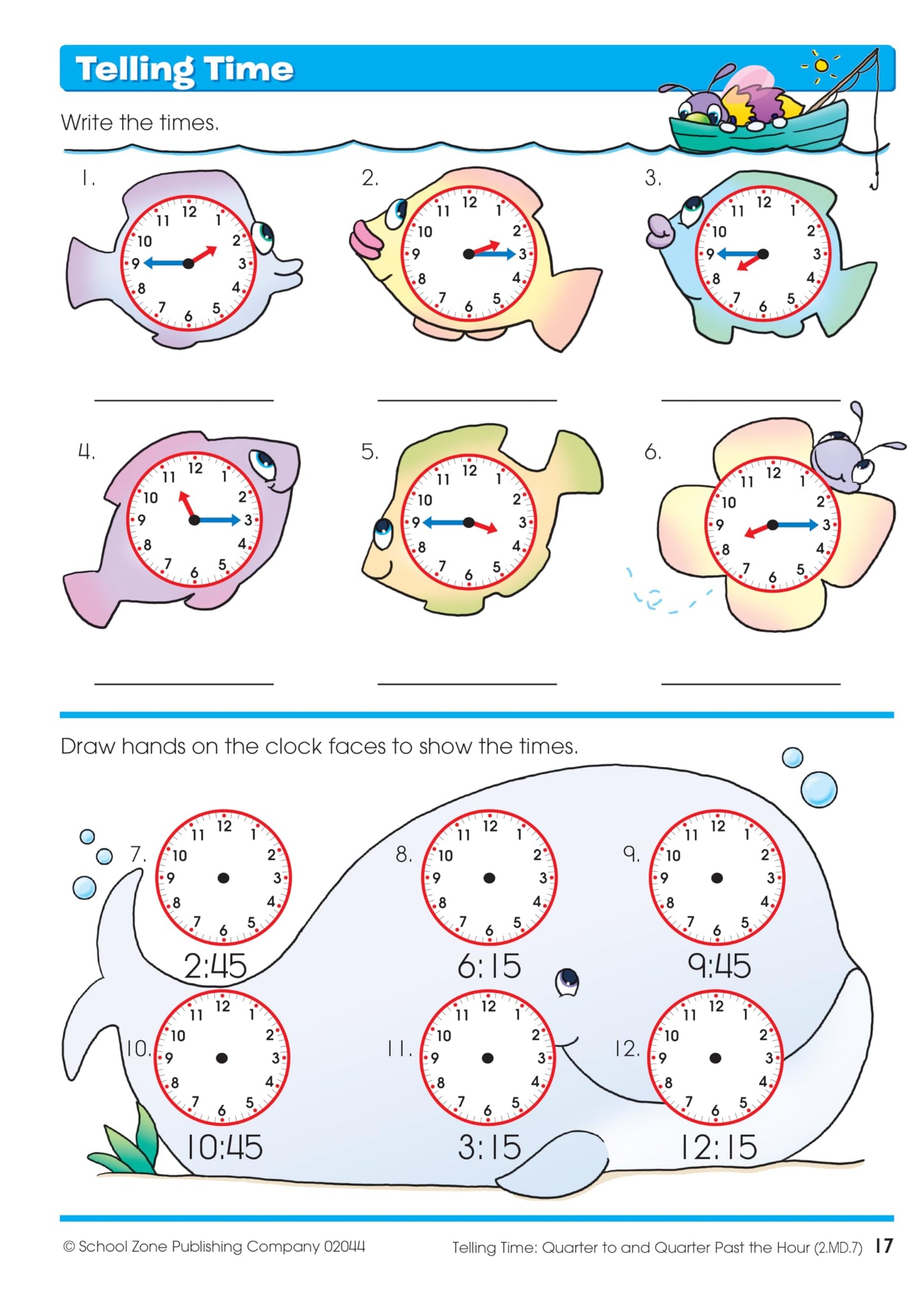 School Zone Time, Money & Fractions Workbook: 32 Pages, 1st Grade, 2nd Grade, Adding Money, Counting Coins, Telling Time, Ages 6 to 8 (I Know It! Book Series)