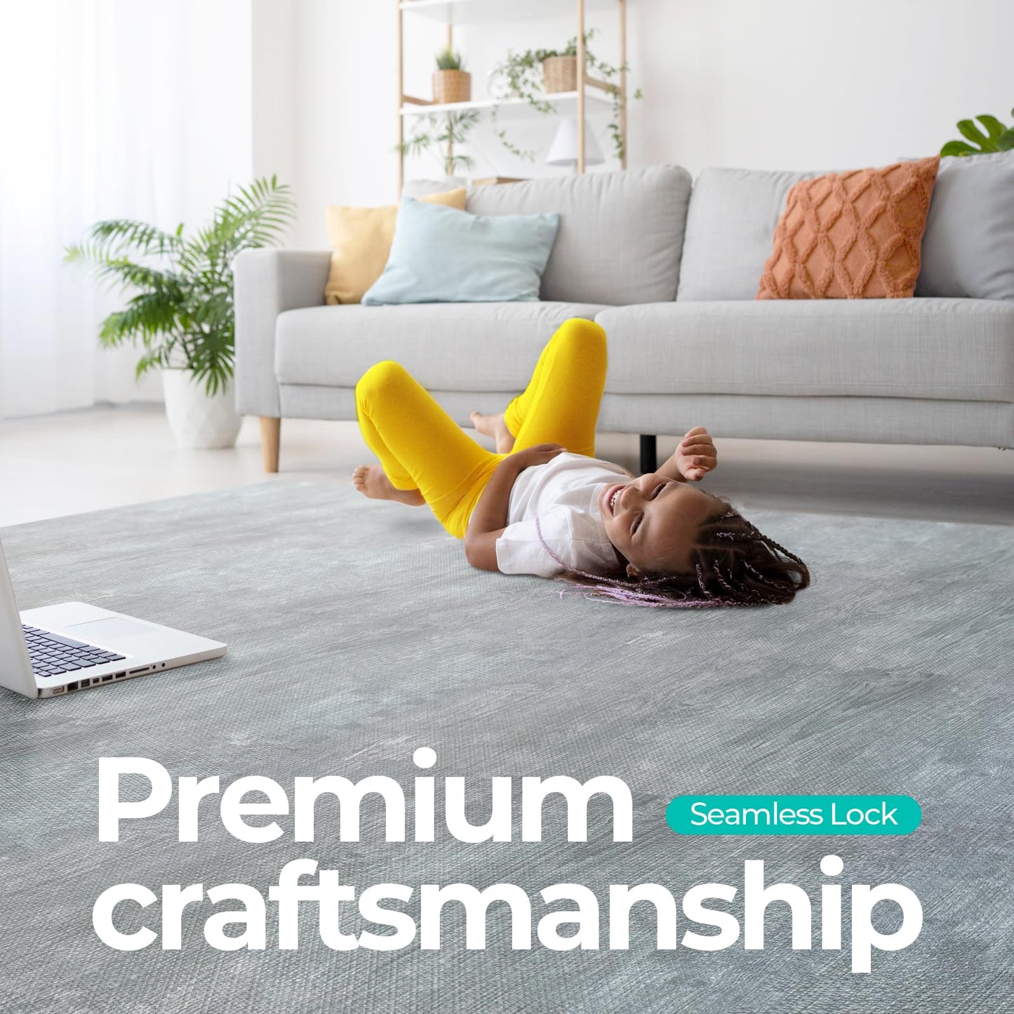 100 Sq. Ft 3/8 Inch Thick Printed Foam Tiles Interlocking Foam Mat, 24" x 24", 25 pcs, Grey Wood Grain Style Print