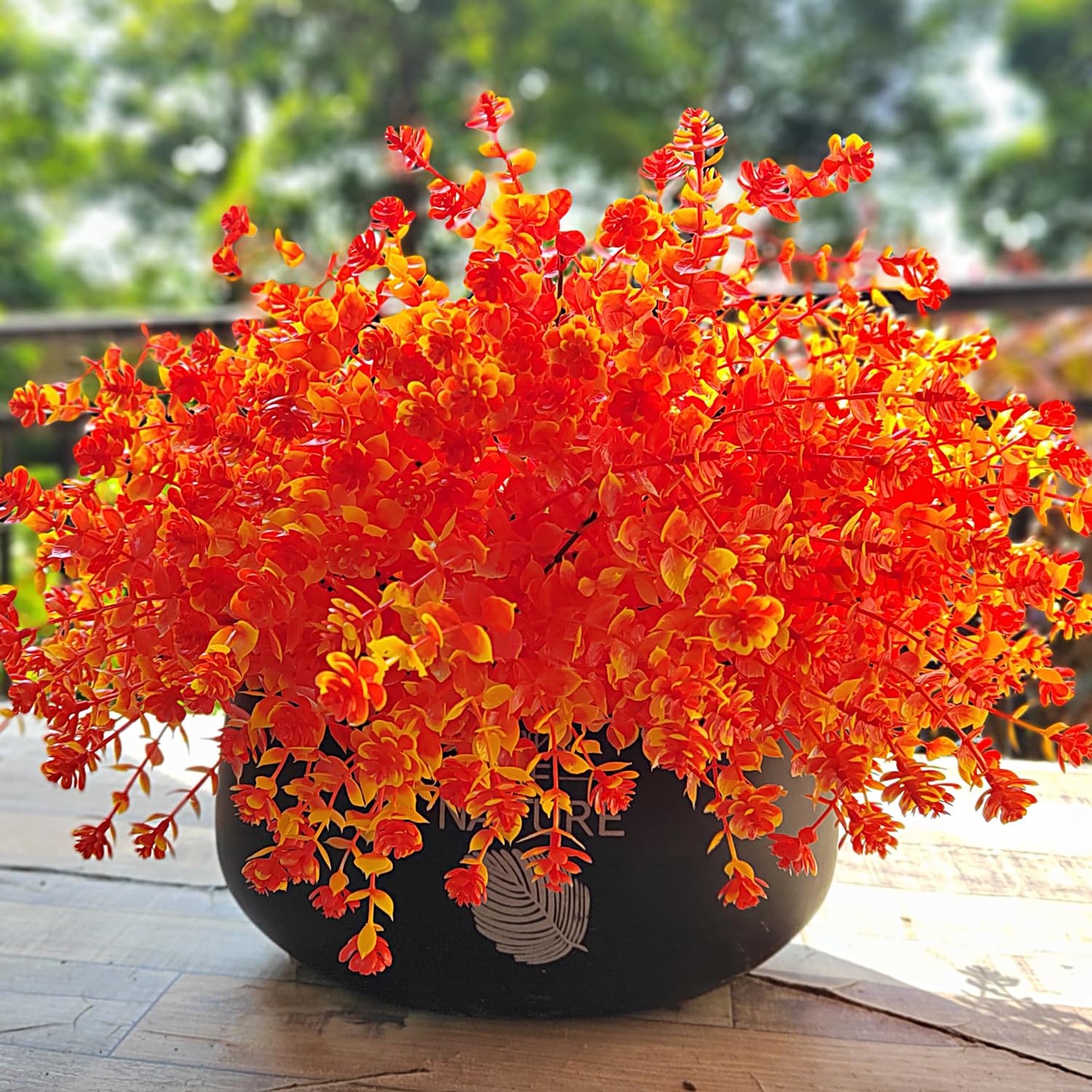 Fall Artificial Flowers for Outdoors Fake Plants - 12 Bundles Face Mums Outside Greenery UV Resistant No Fade Faux Shrubs Home Garden Porch Patio Decoration Office Thanksgiving