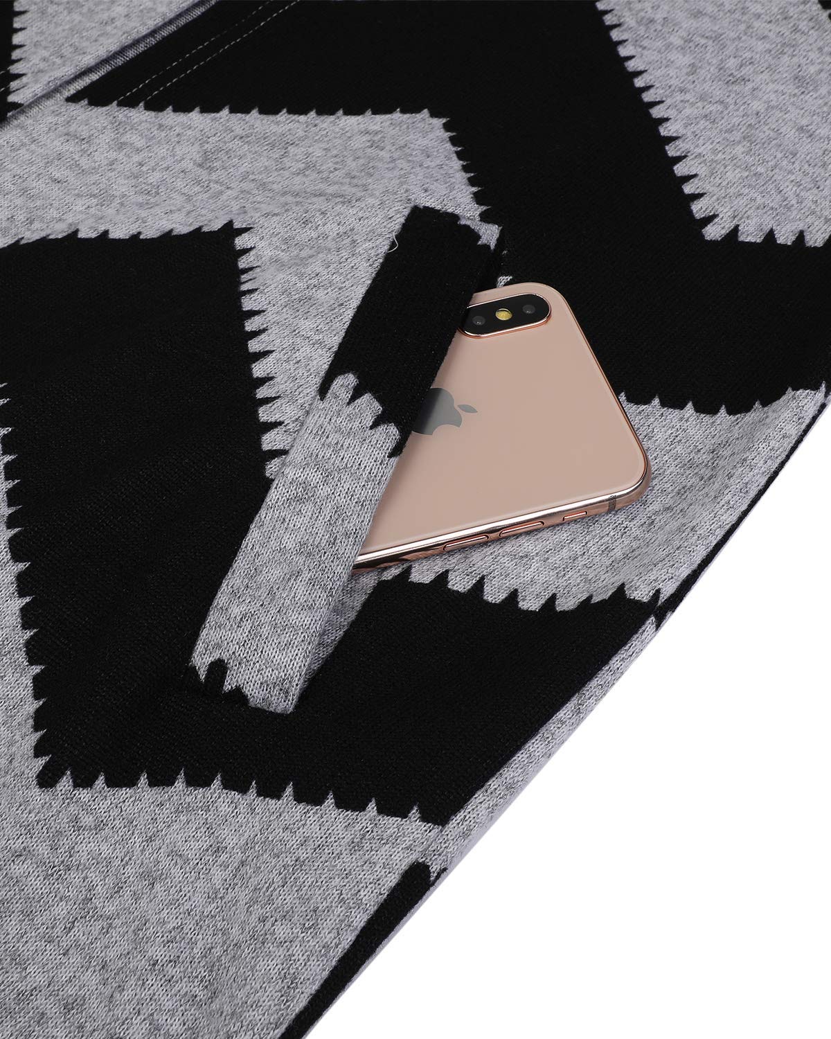 OUGES Women's 2025 Fashion Fall Winter Boho Colorblock Open Front Long Sleeve Lightweight Sweater Cardigan Shirt with Pockets(Color01,M)