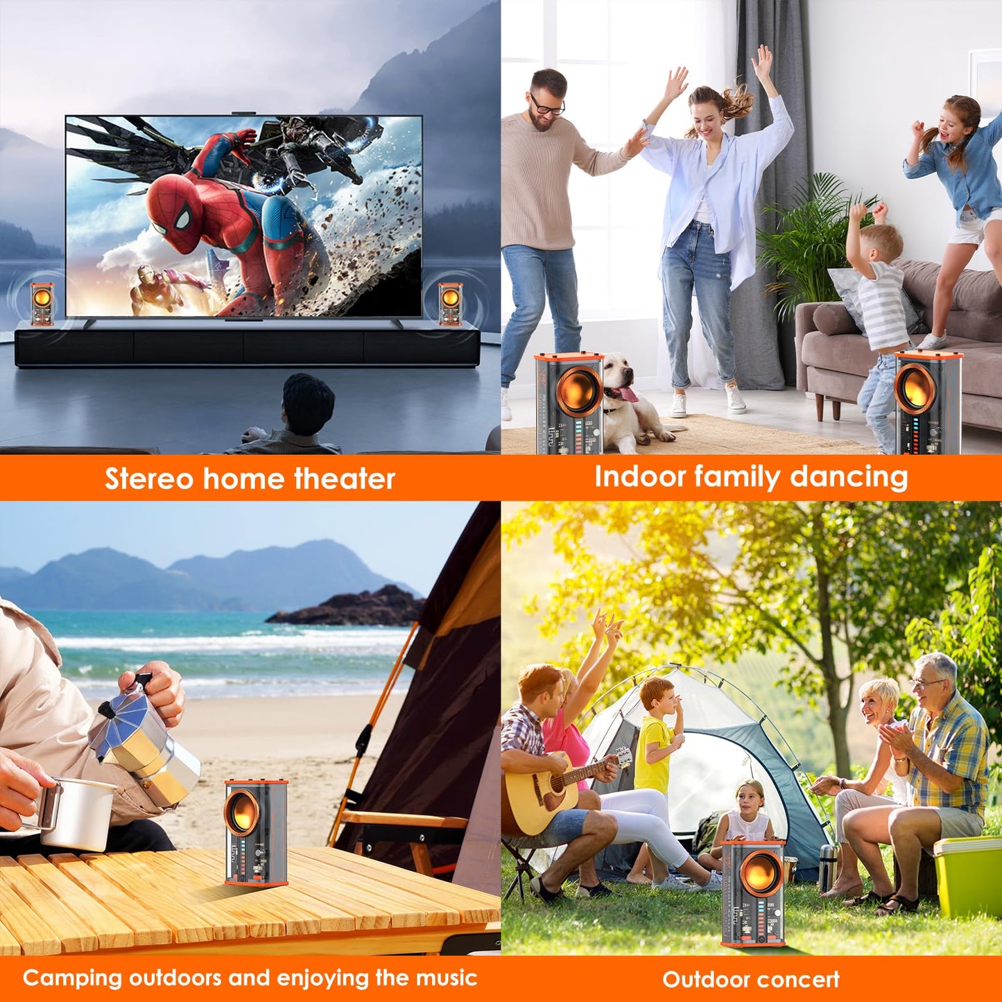 BSZHI Transparent Wireless Bluetooth Speaker Portable Mini Speaker with LED Colorful Lights Stereo Sound TWS Small Speakers for Office, Party Camping, Shower, Home, Travel