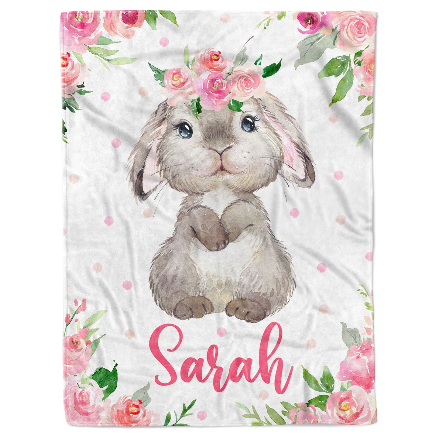 Arteaga Personalized Baby Blanket for Girls, Customized Floral Rose Blanket for Newborn, Super Soft Plush Fleece, 30''x40''