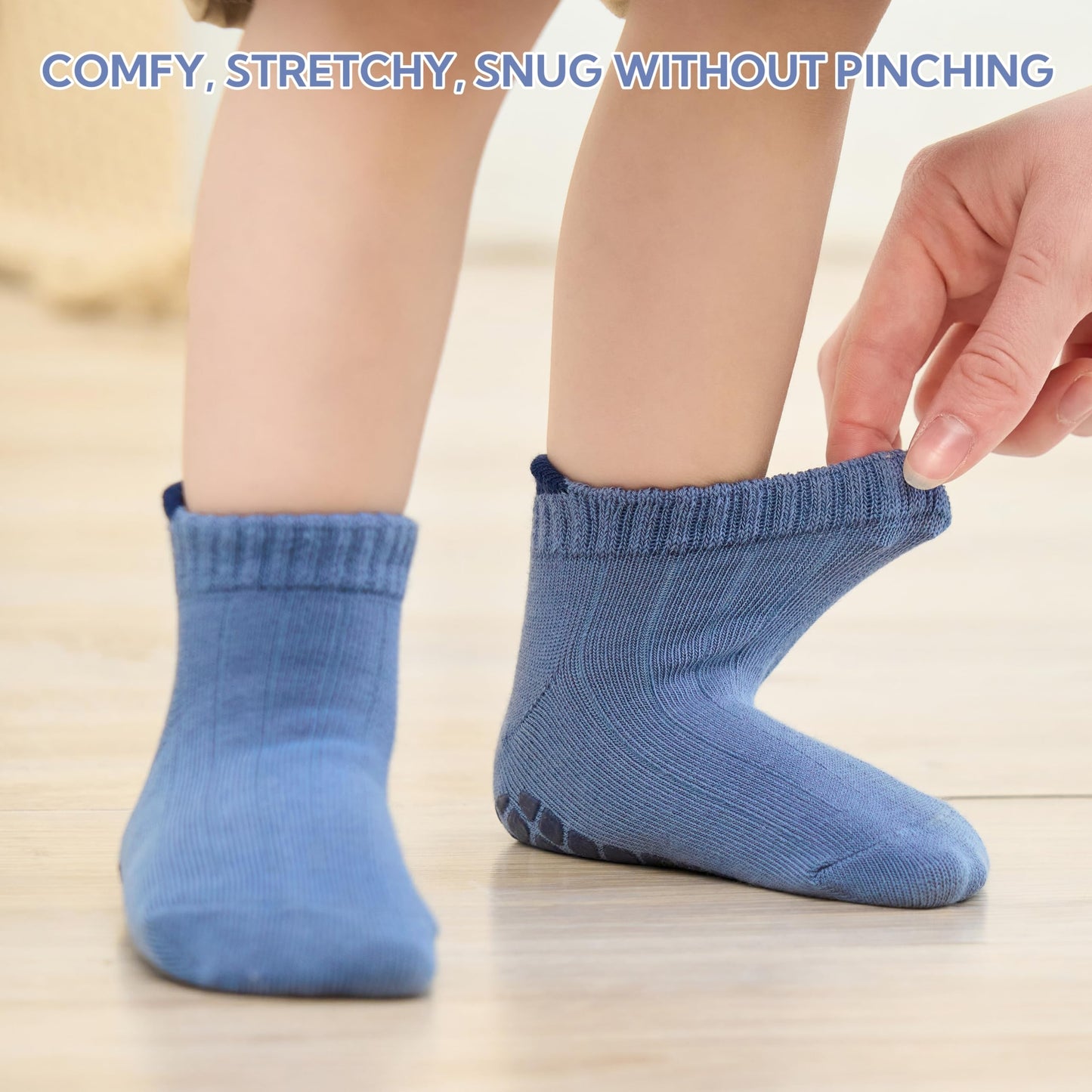 EUFANCE Toddler Non Slip Grip Ankle Socks with Grippers Cotton for Baby Boys Girls Infants Kids 6 Pairs